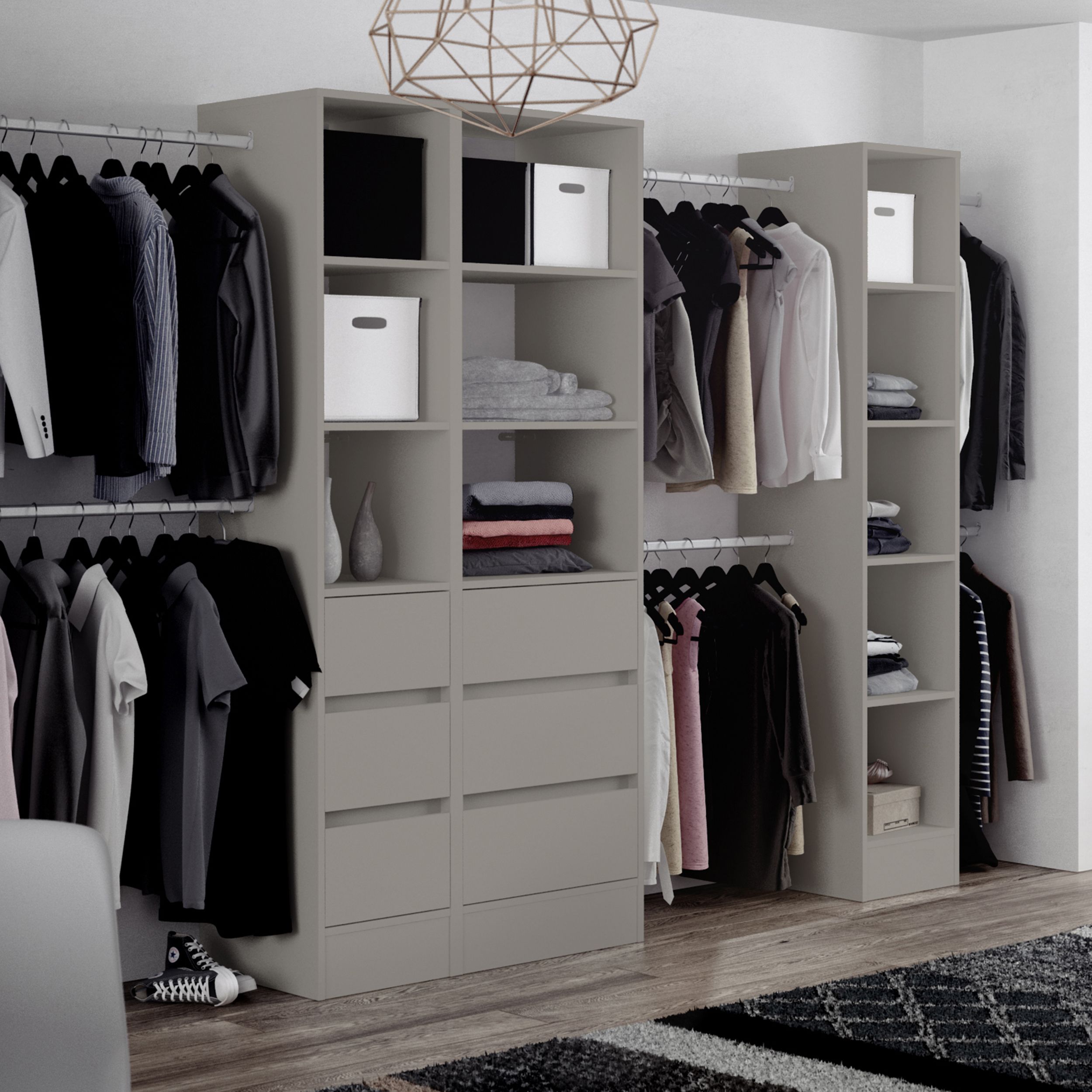 Spacepro Modular Pebble grey Wardrobe cabinet (H)2100mm (W)450mm (D)500mm
