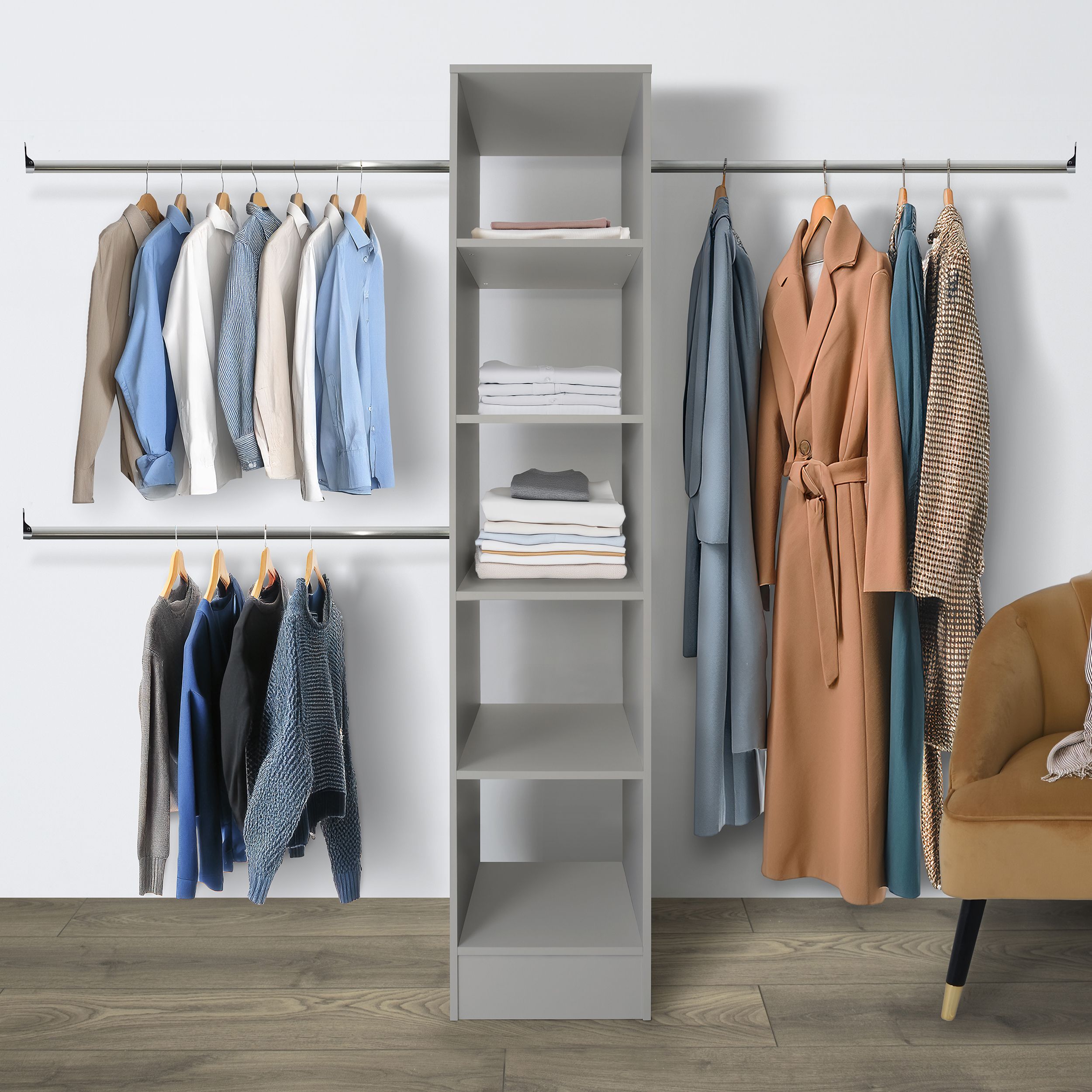 Spacepro Modular Pebble grey Wardrobe cabinet (H)2100mm (W)450mm (D)500mm