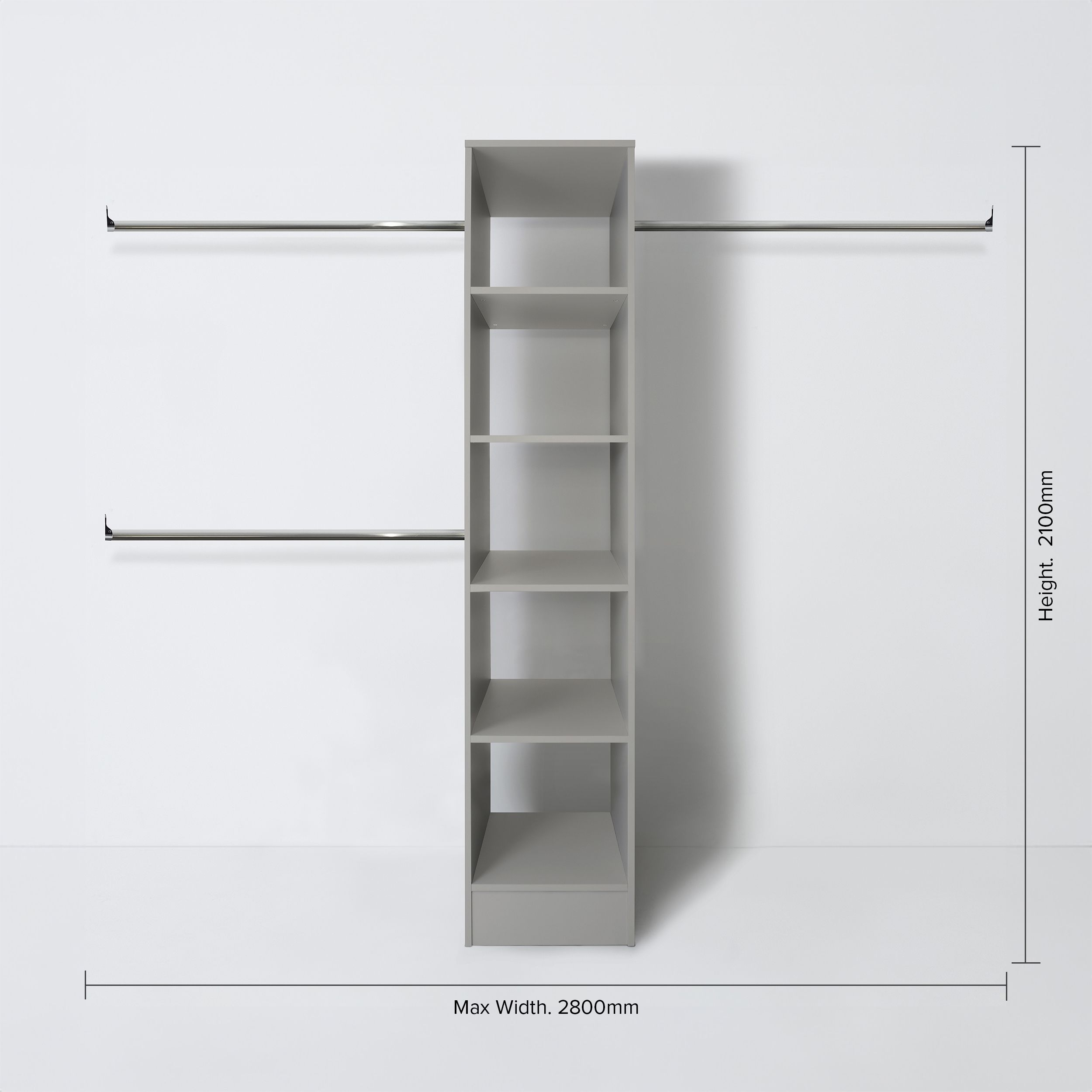 Spacepro Modular Pebble grey Wardrobe cabinet (H)2100mm (W)450mm (D)500mm