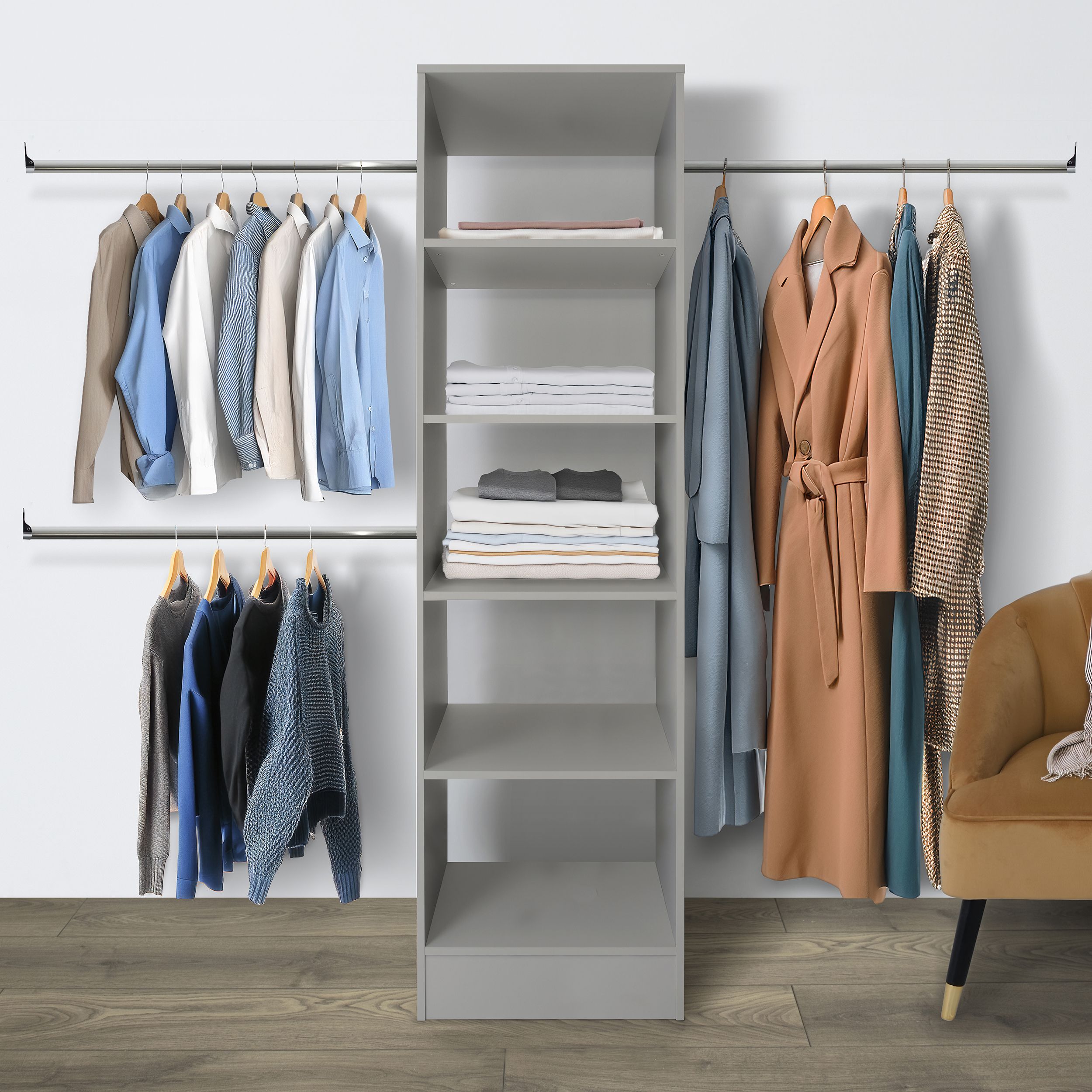 Spacepro Modular Pebble grey Wardrobe cabinet (H)2100mm (W)600mm (D)500mm