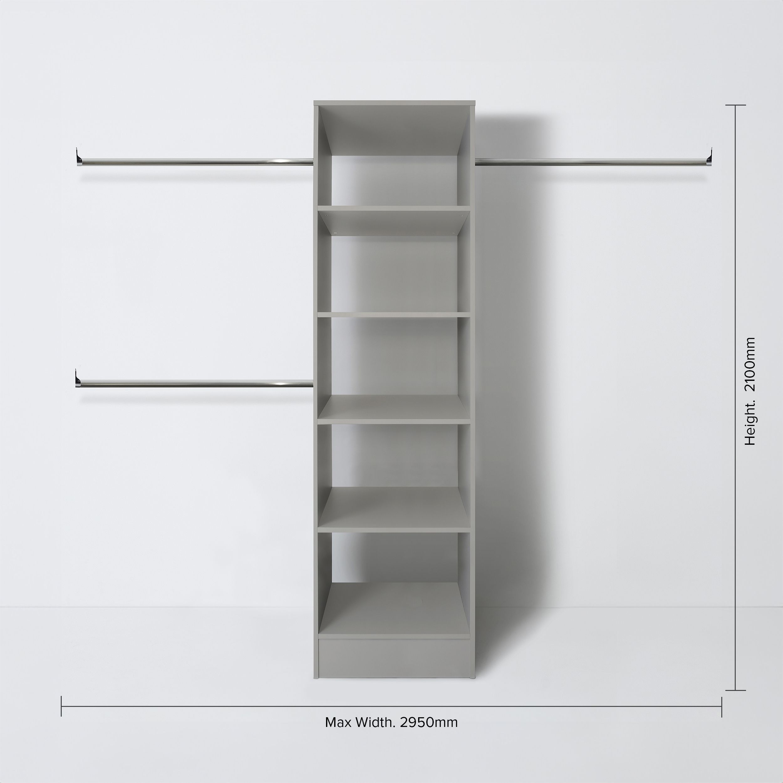 Spacepro Modular Pebble grey Wardrobe cabinet (H)2100mm (W)600mm (D)500mm