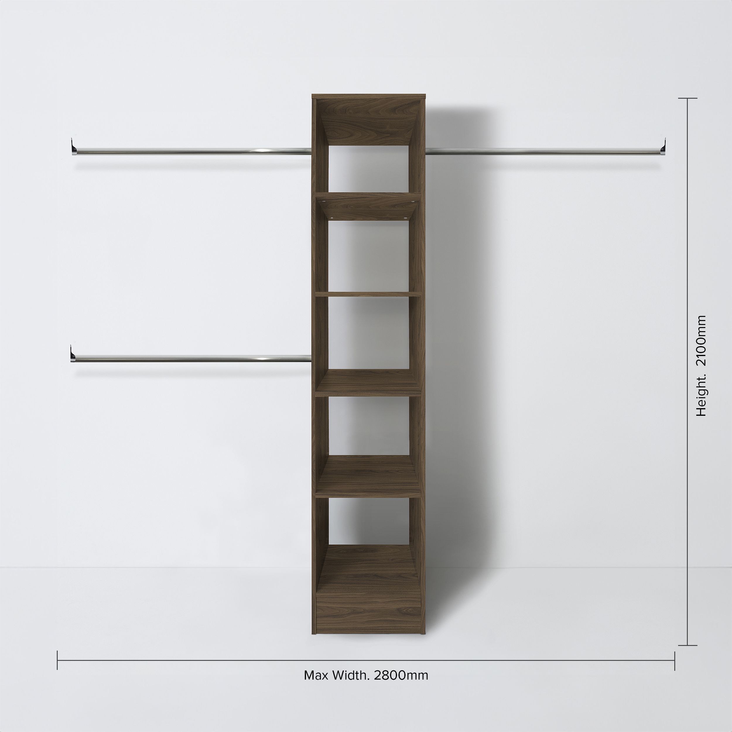 Spacepro Modular Walnut effect Wardrobe cabinet (H)2100mm (W)450mm (D)500mm