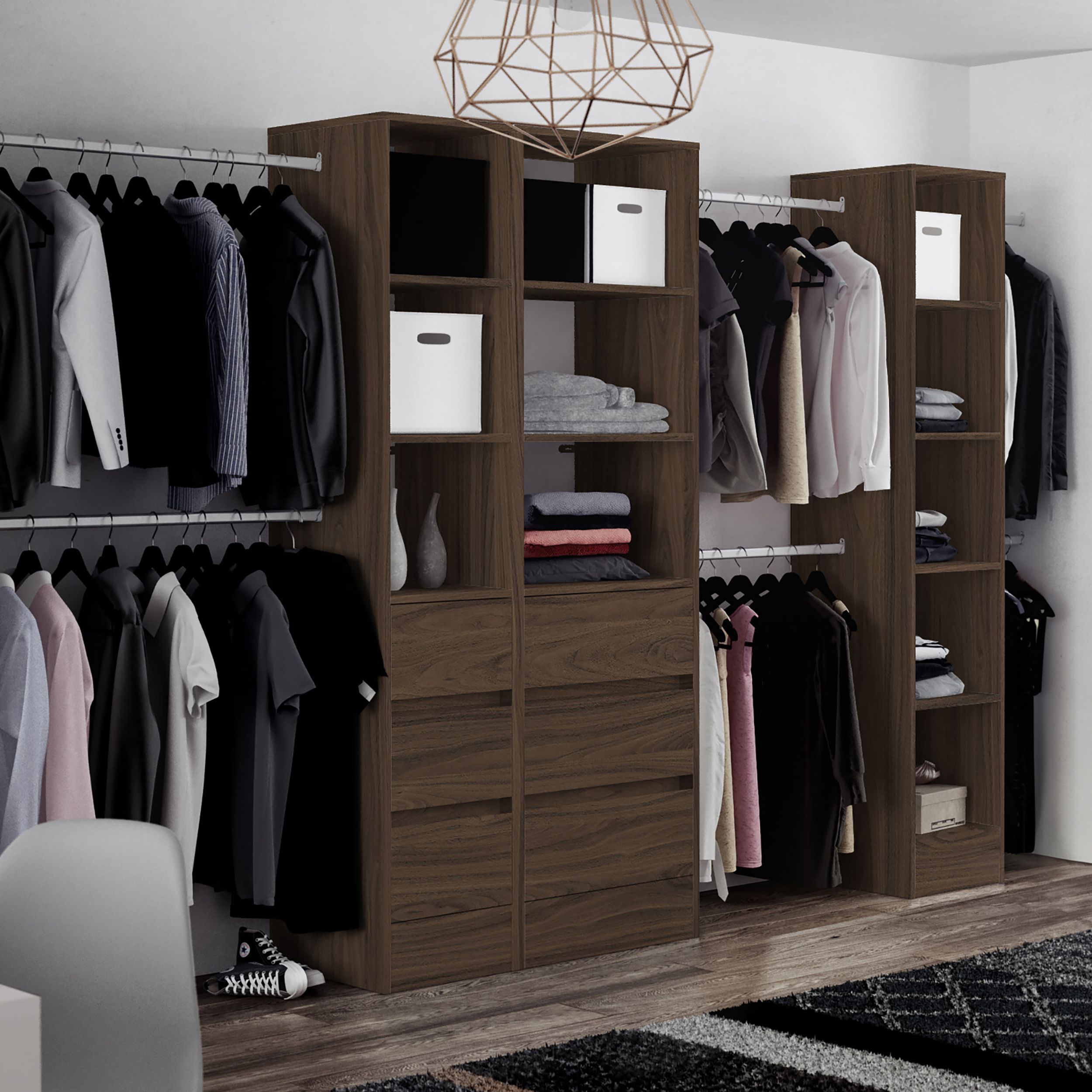 Spacepro Modular Walnut effect Wardrobe cabinet (H)2100mm (W)600mm (D)500mm