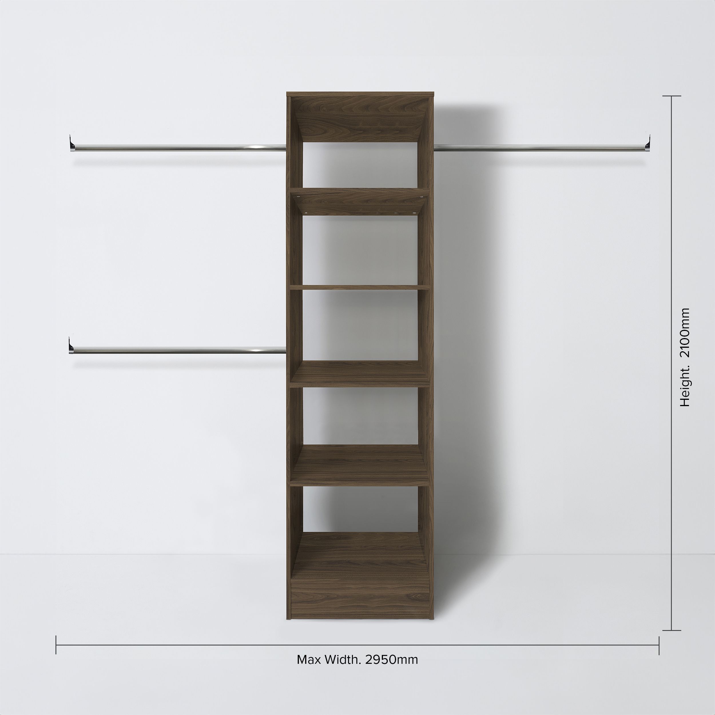 Spacepro Modular Walnut effect Wardrobe cabinet (H)2100mm (W)600mm (D)500mm