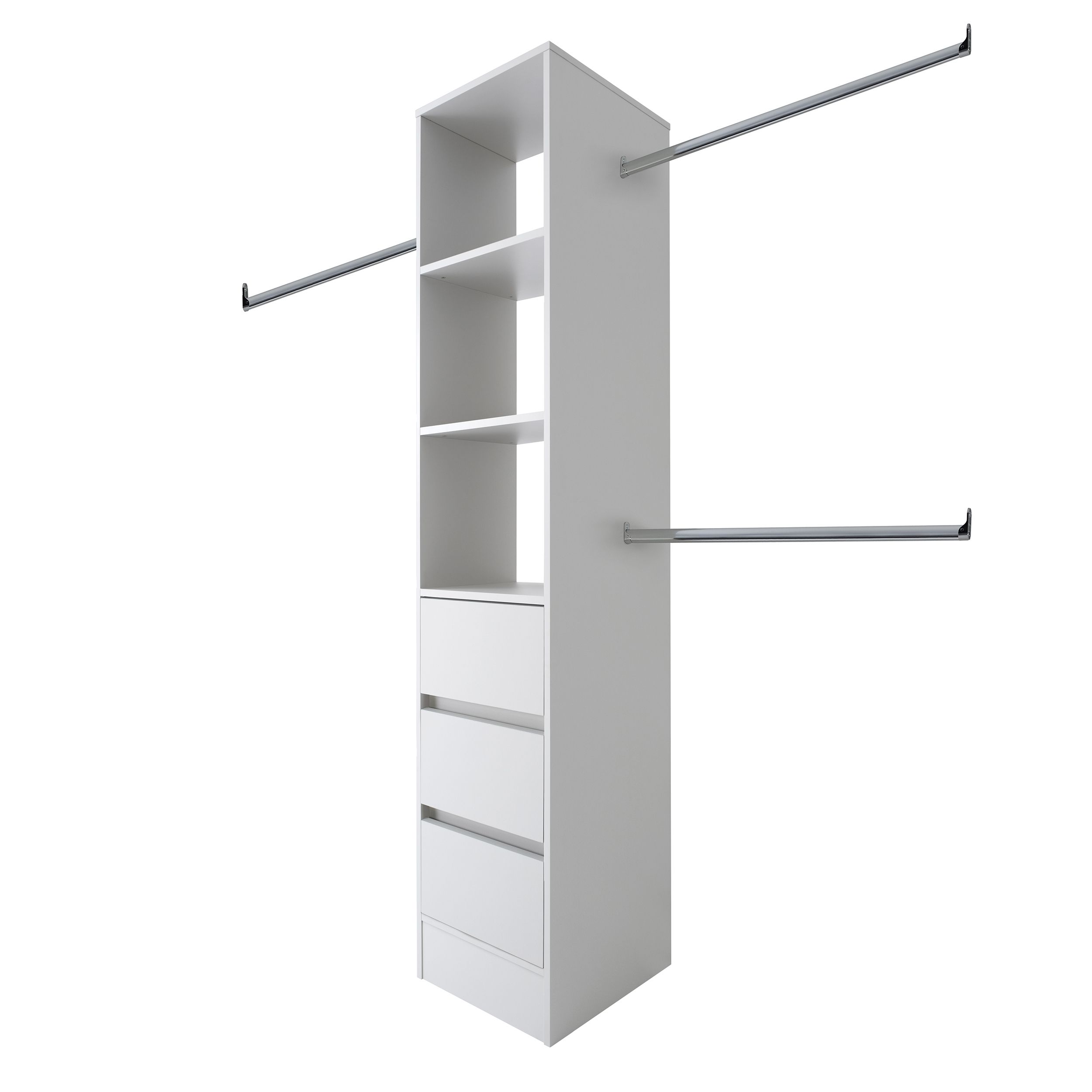 Spacepro Modular White 3 Drawer Wardrobe cabinet (H)2100mm (W)450mm (D)500mm