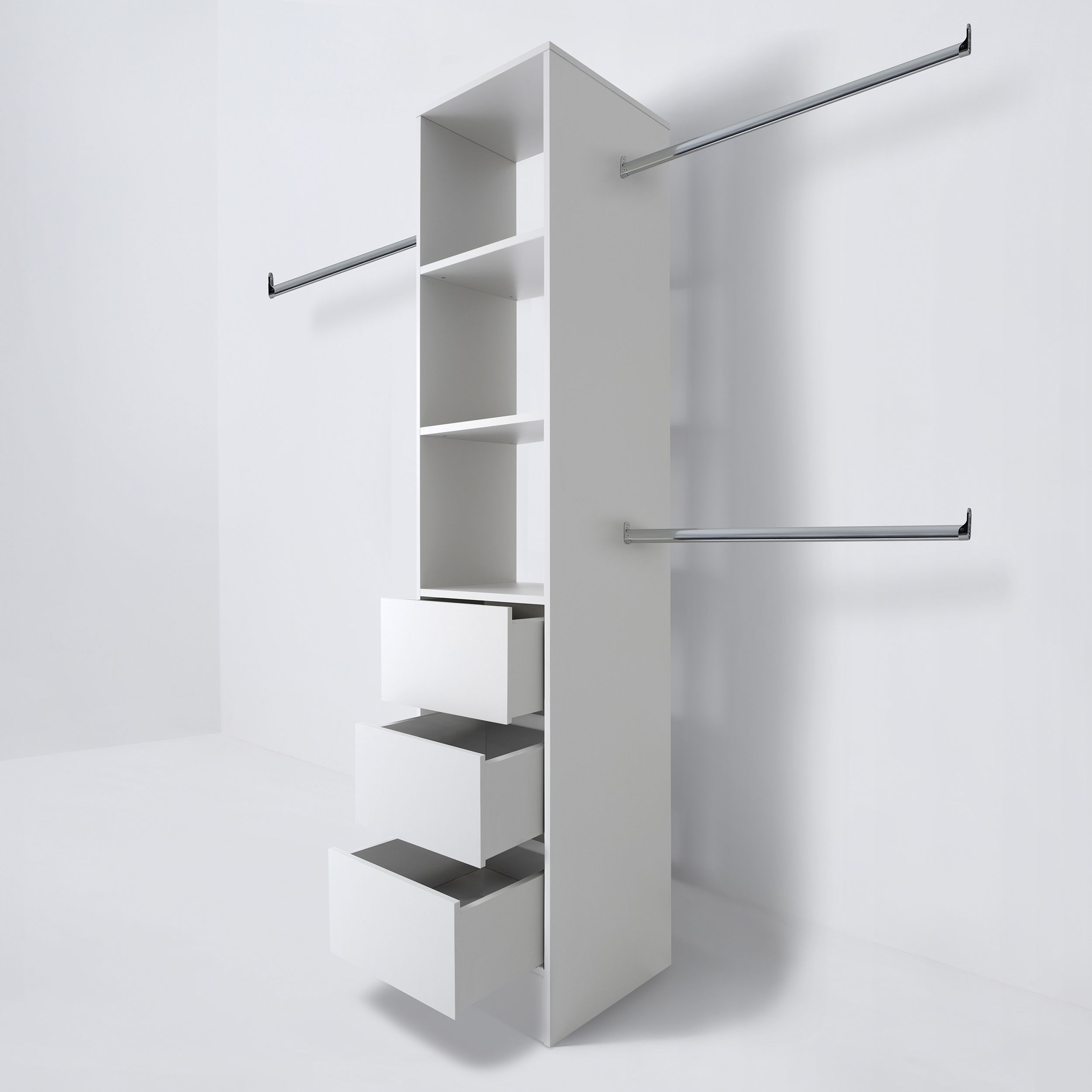 Spacepro Modular White 3 Drawer Wardrobe cabinet (H)2100mm (W)450mm (D)500mm