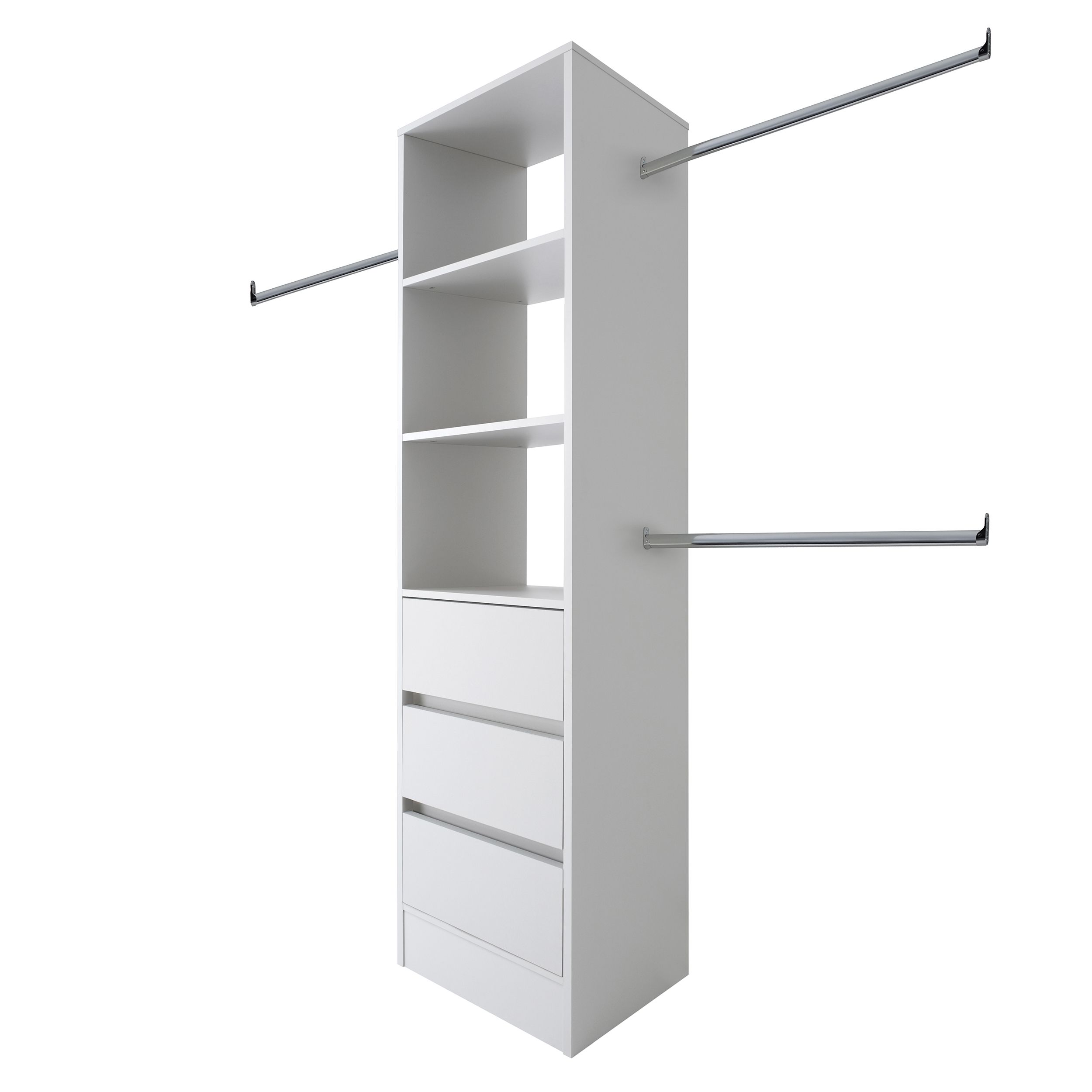 Spacepro Modular White 3 Drawer Wardrobe cabinet (H)2100mm (W)600mm (D)500mm