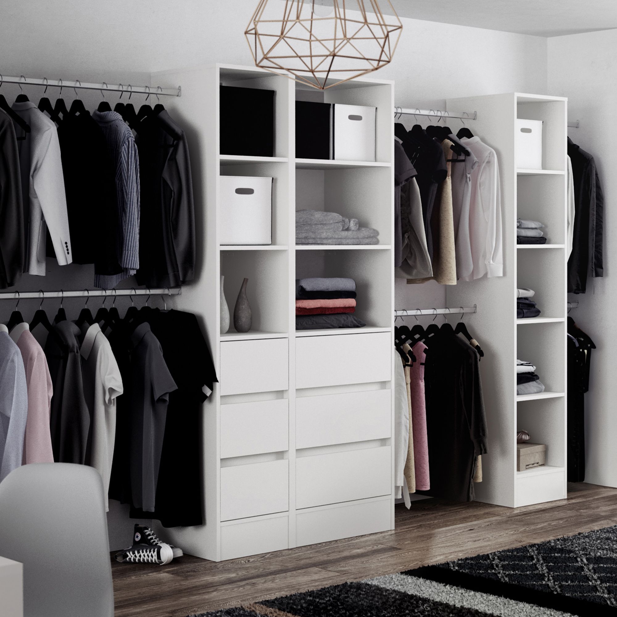 Spacepro Modular White Wardrobe cabinet (H)2100mm (W)450mm (D)500mm