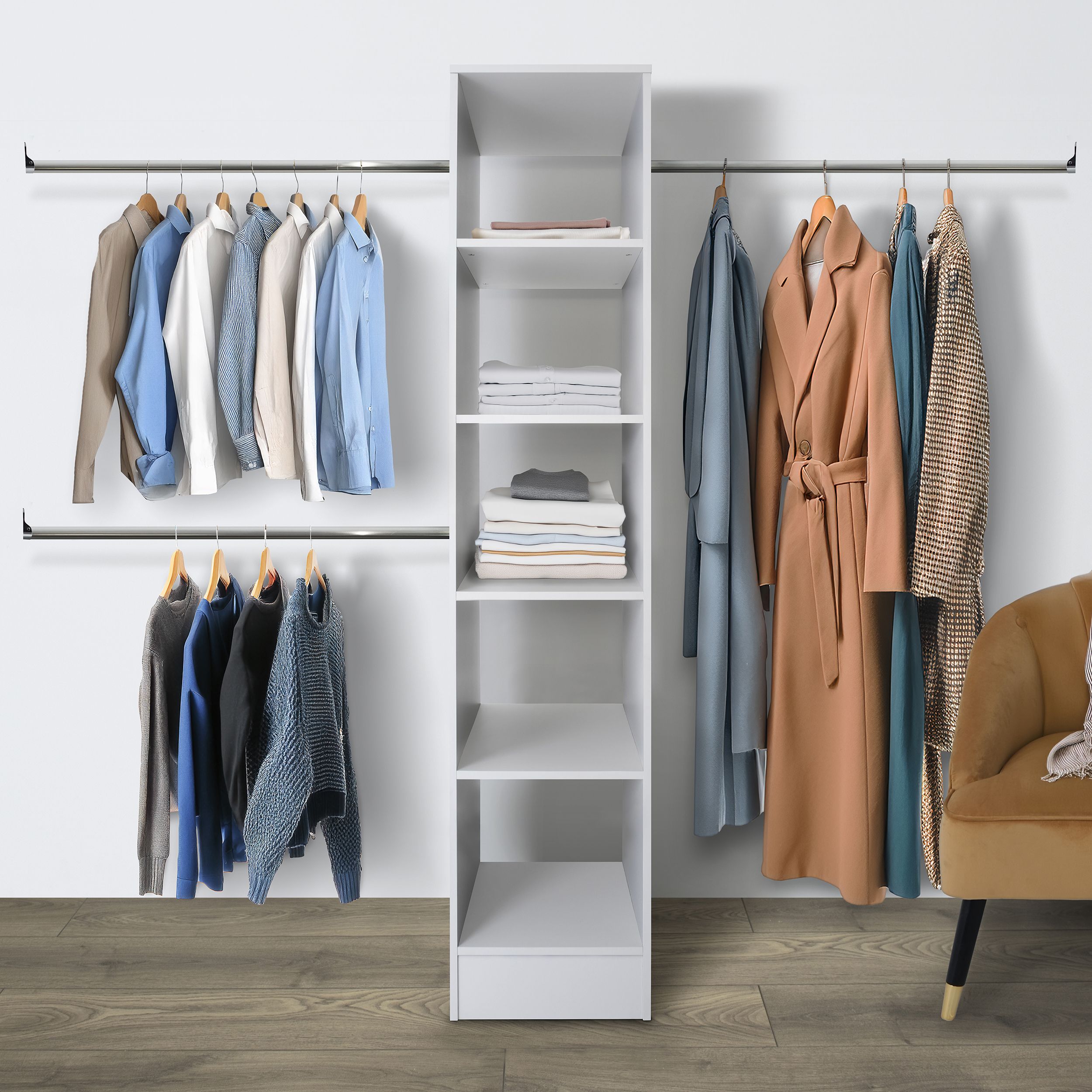 Spacepro Modular White Wardrobe cabinet (H)2100mm (W)450mm (D)500mm