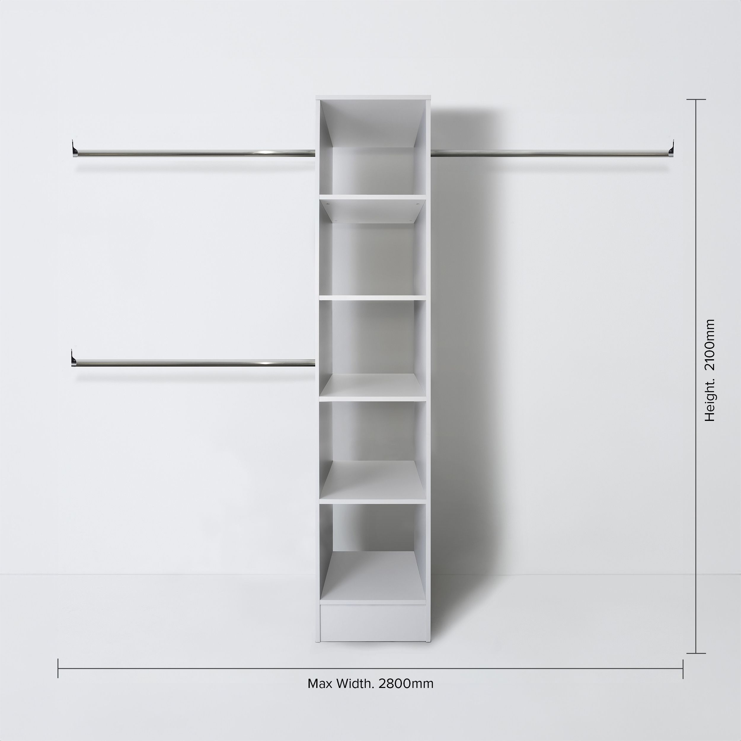 Spacepro Modular White Wardrobe cabinet (H)2100mm (W)450mm (D)500mm