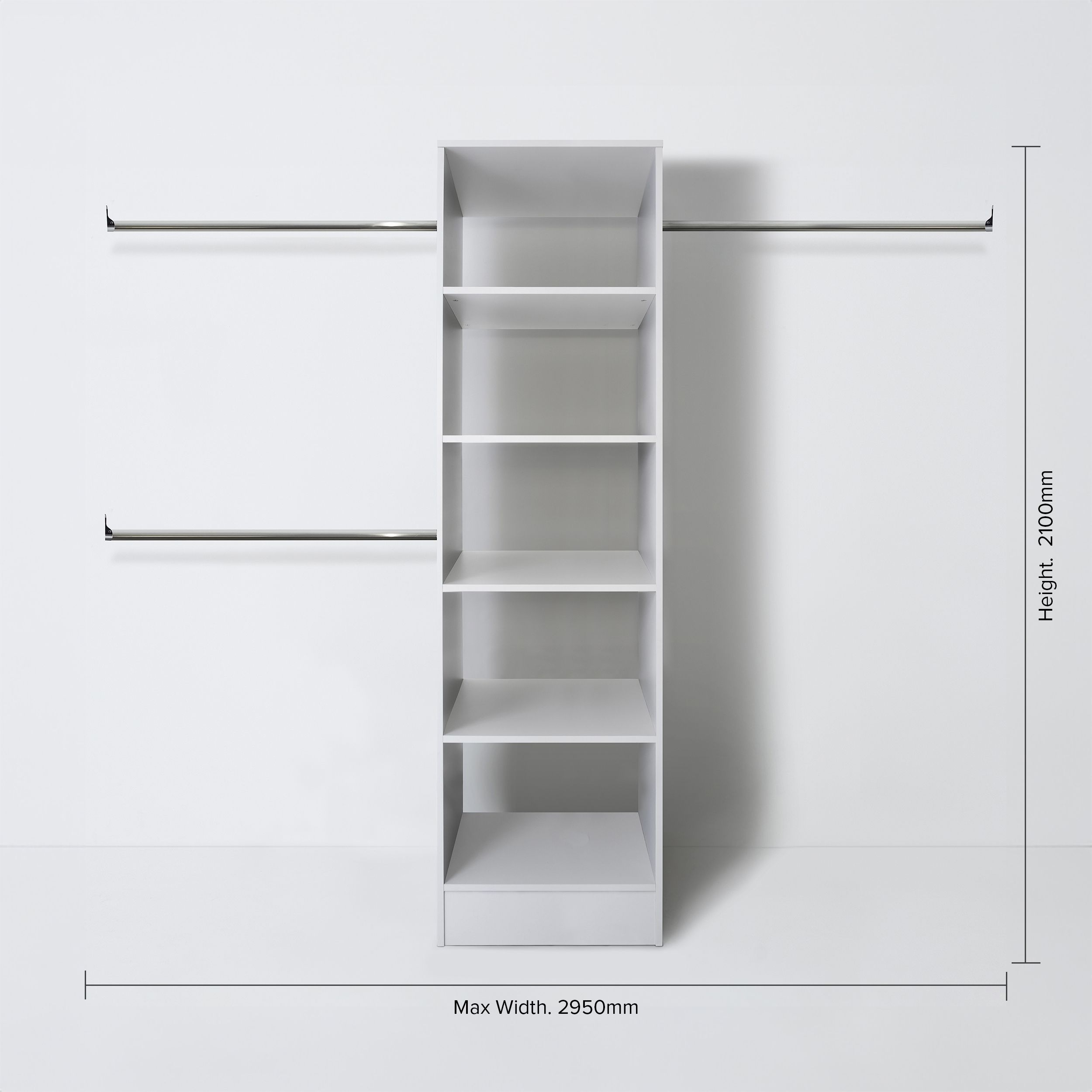 Spacepro Modular White Wardrobe cabinet (H)2100mm (W)600mm (D)500mm