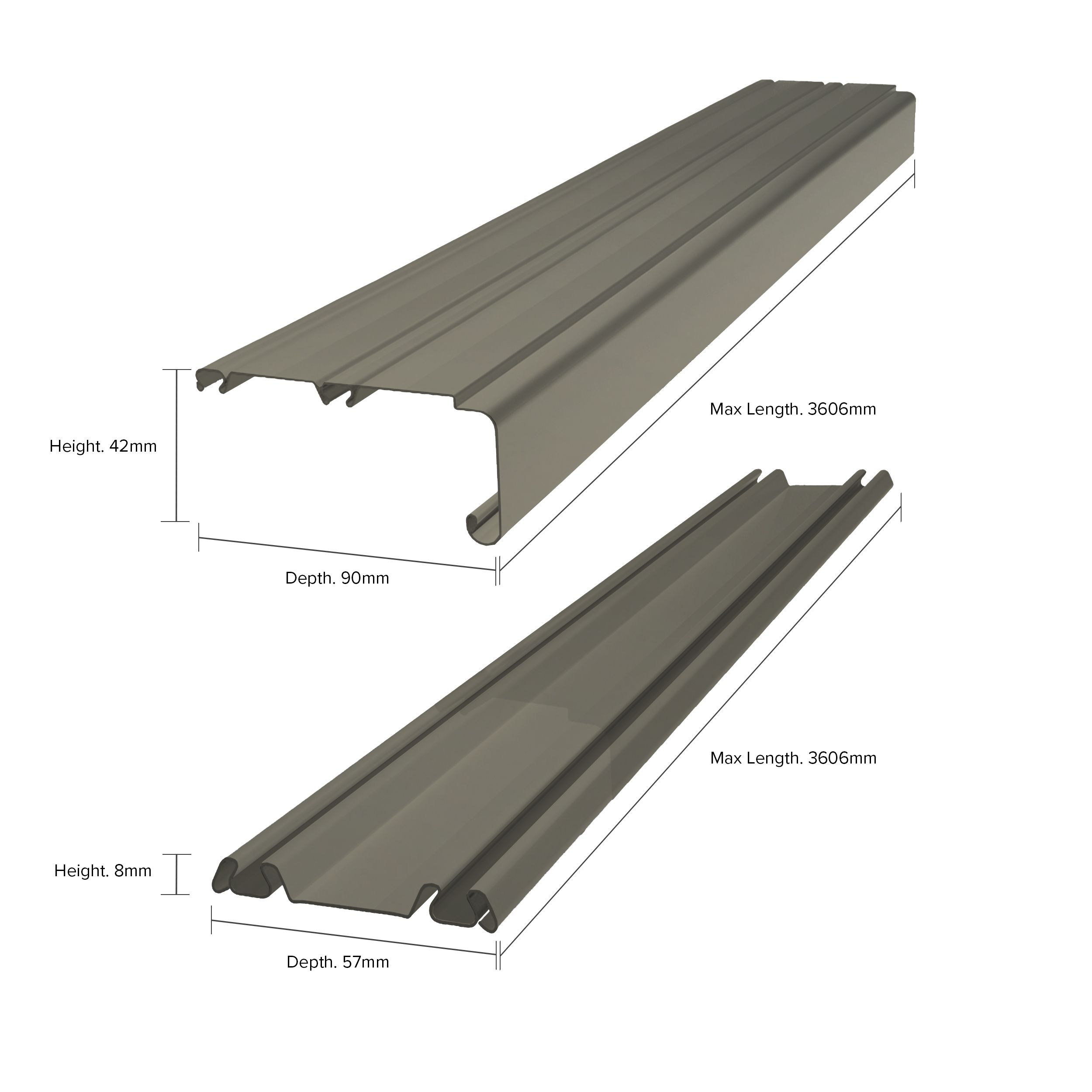 Spacepro Nickel Sliding wardrobe door track set (L)3606mm