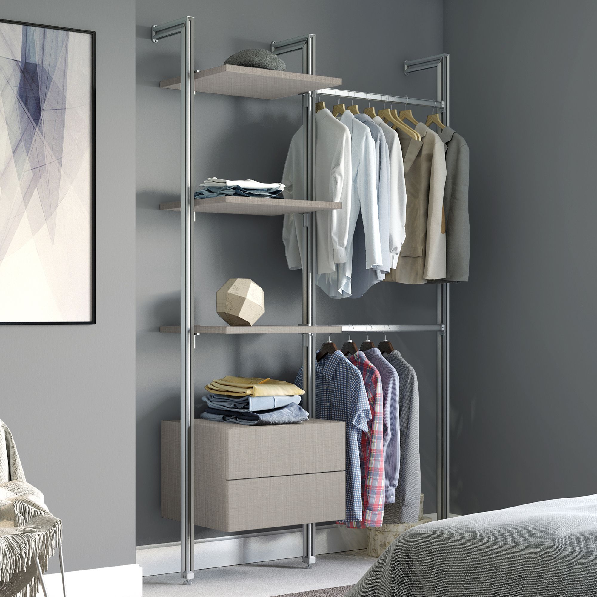 Spacepro Relax Satin wood effect Storage solution (H)2280mm (L)1845mm (D)500mm