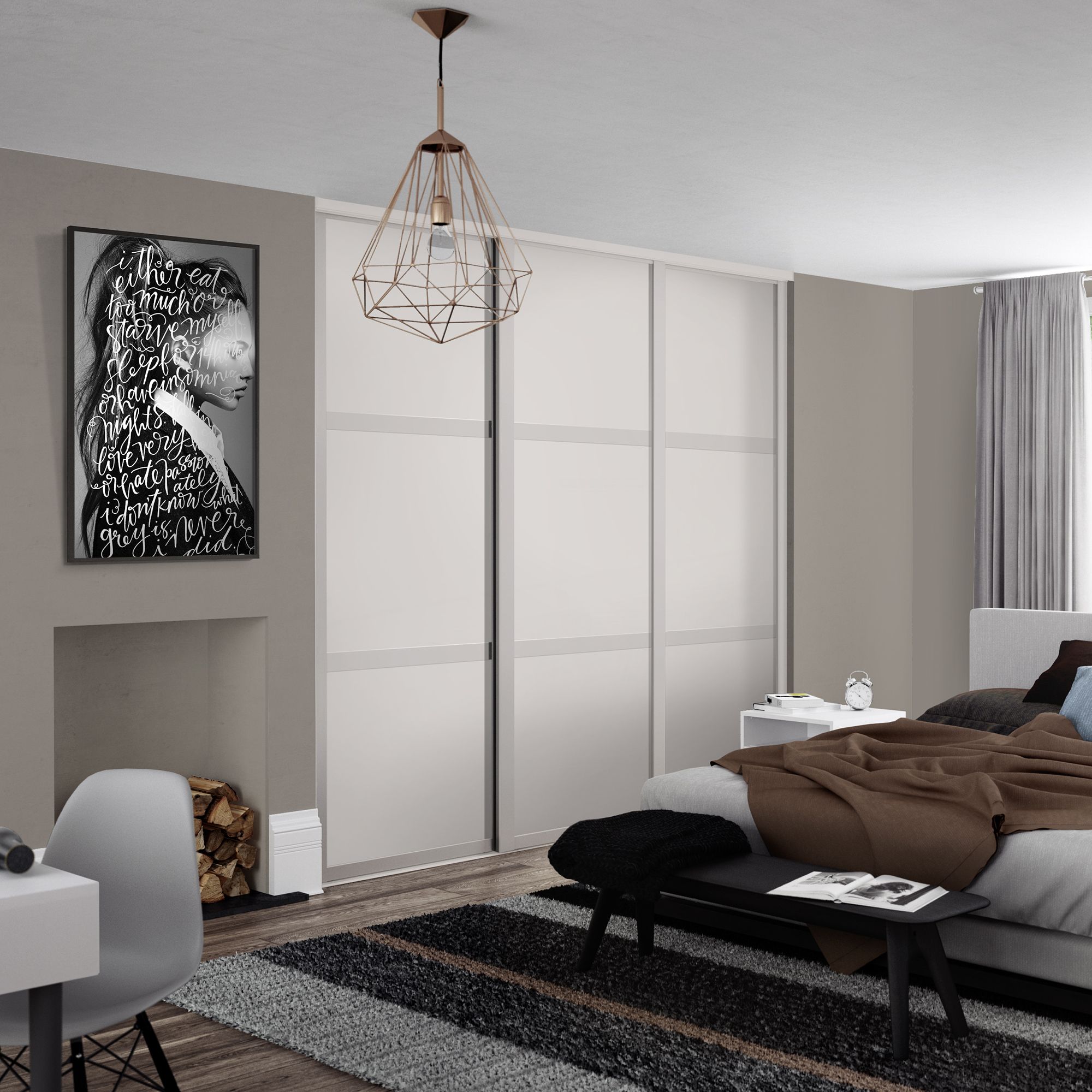 Spacepro Shaker Cashmere 3 panel Sliding wardrobe door x (W) 762mm