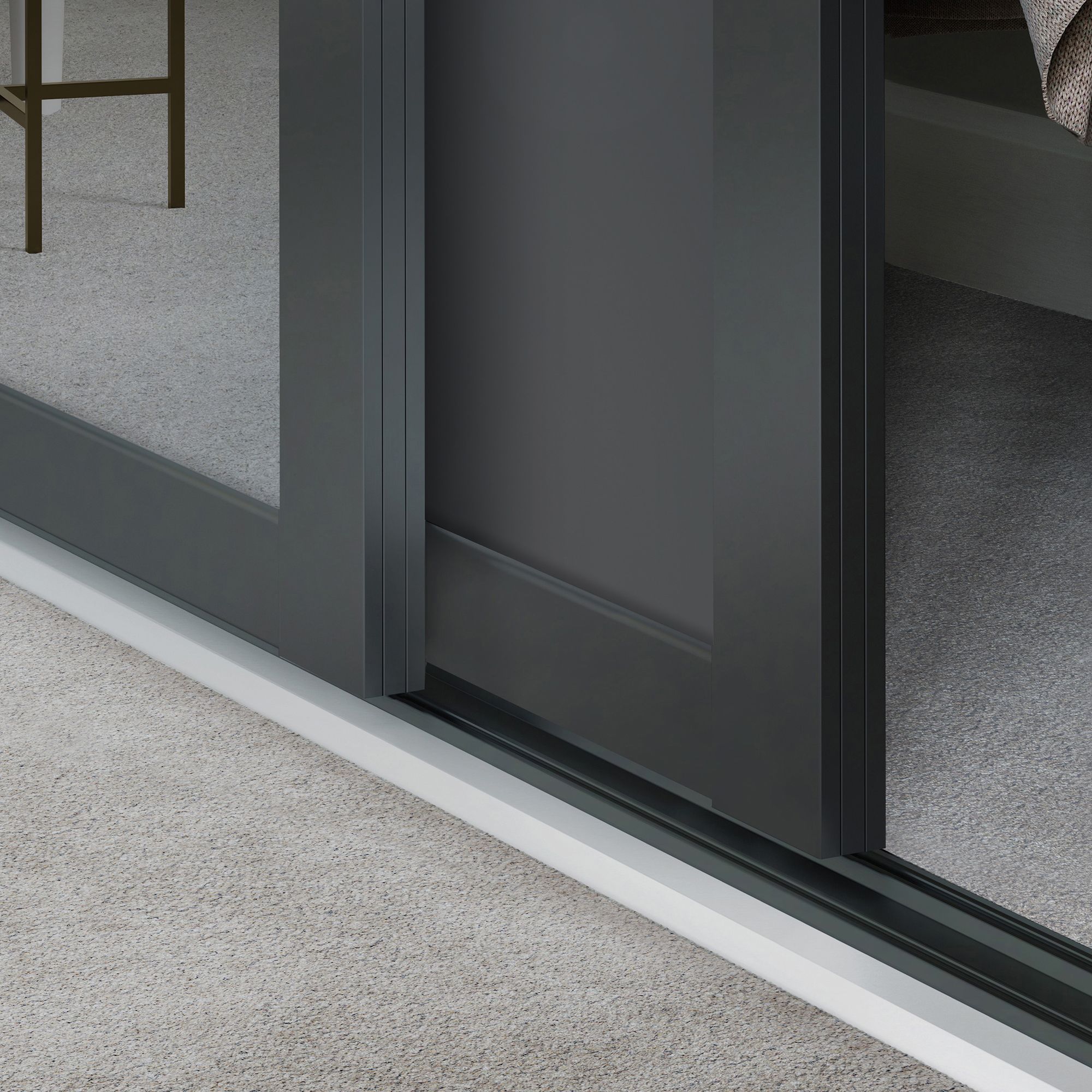 Spacepro Shaker Dark Grey Single panel 1 mirror Sliding wardrobe door (H) 2220mm x (W) 762mm, Set of 3