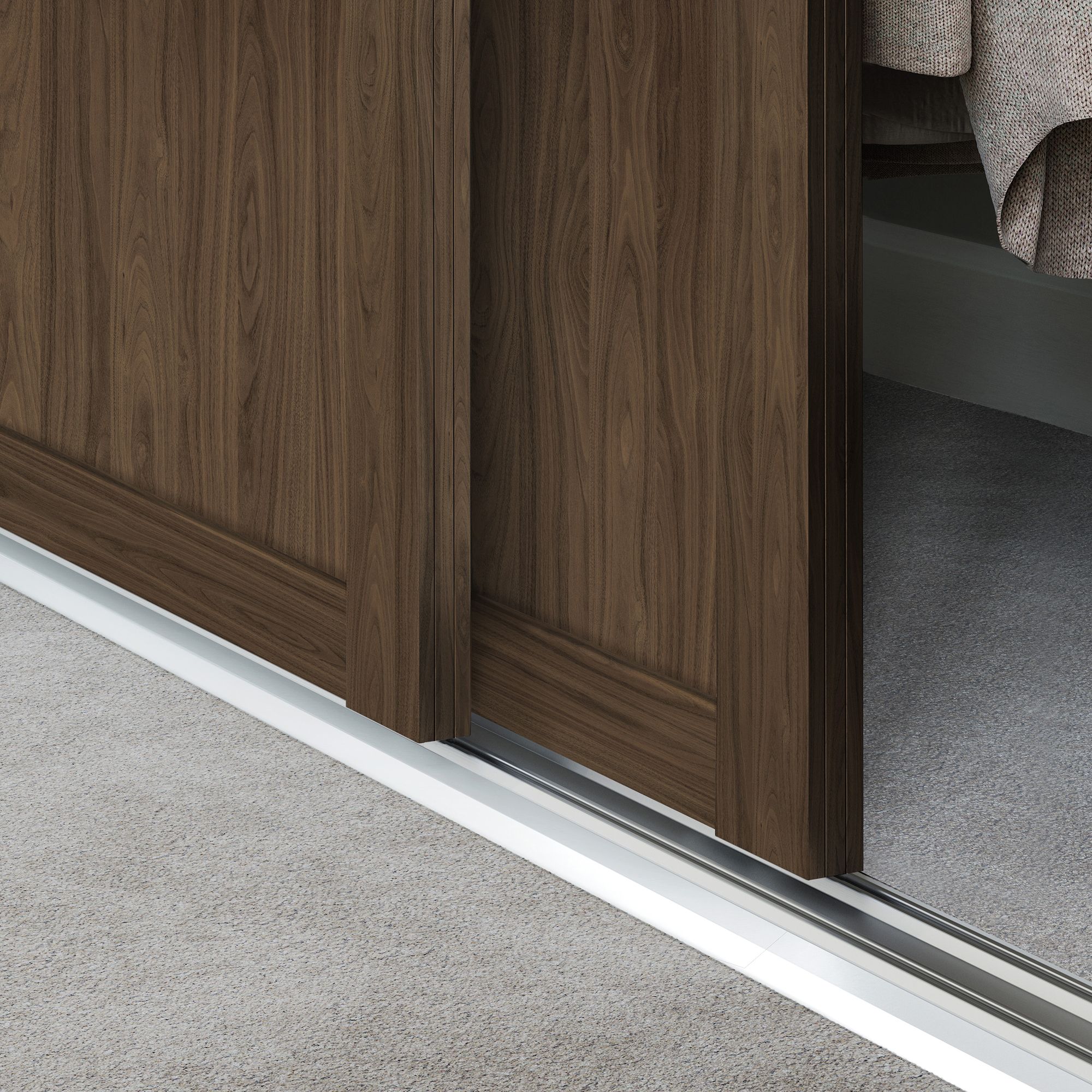 Spacepro Shaker Matt Walnut effect Single panel Sliding wardrobe door (H) 2220mm x (W) 762mm
