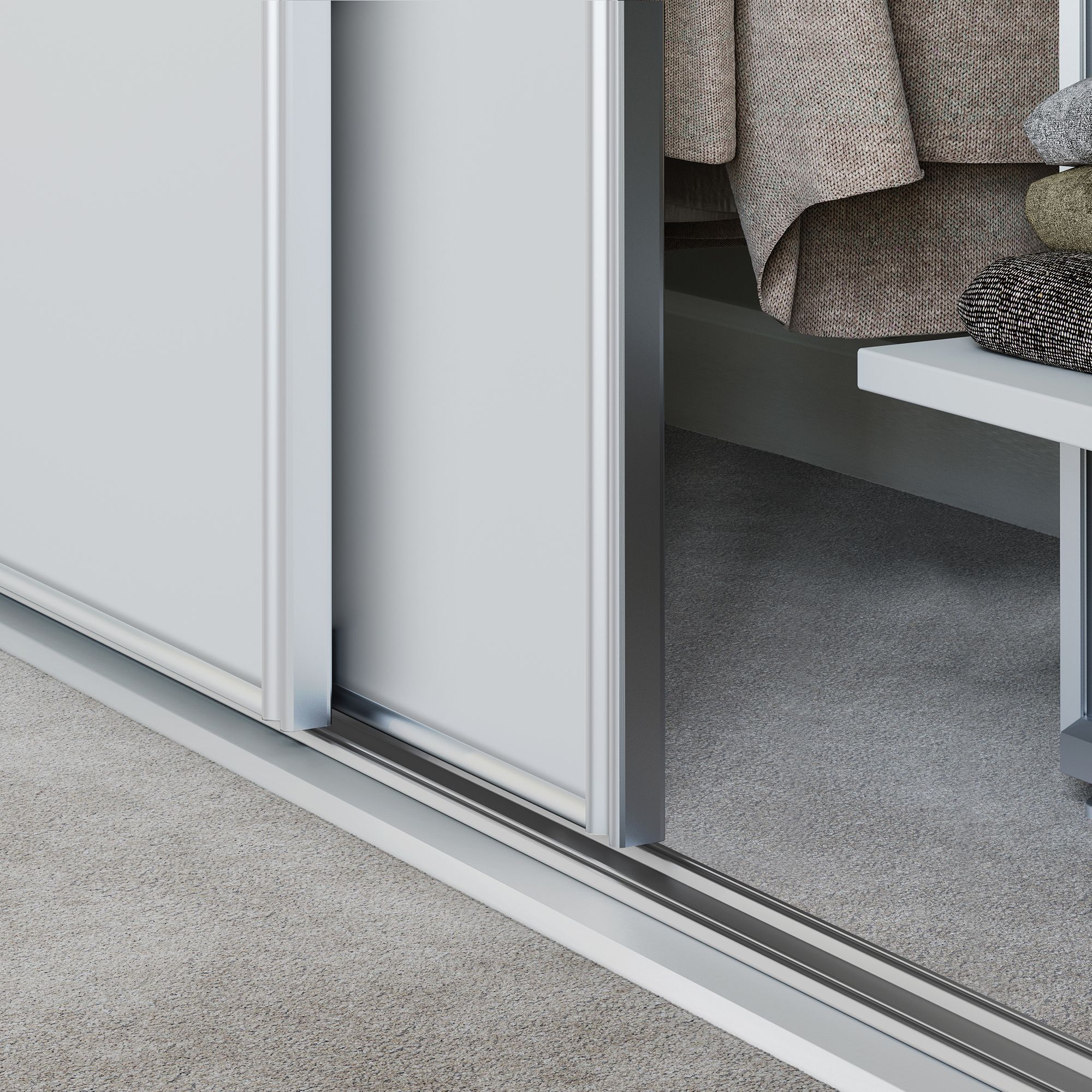 Spacepro Sliding Wardrobes Full length Matt White frame Single panel door, (H)2220mm (W) 762mm Set of 2