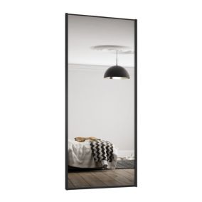 Spacepro Sliding Wardrobes Full length Mirror Black frame Single panel Mirrored door, (H) 2220mm x (W) 762mm