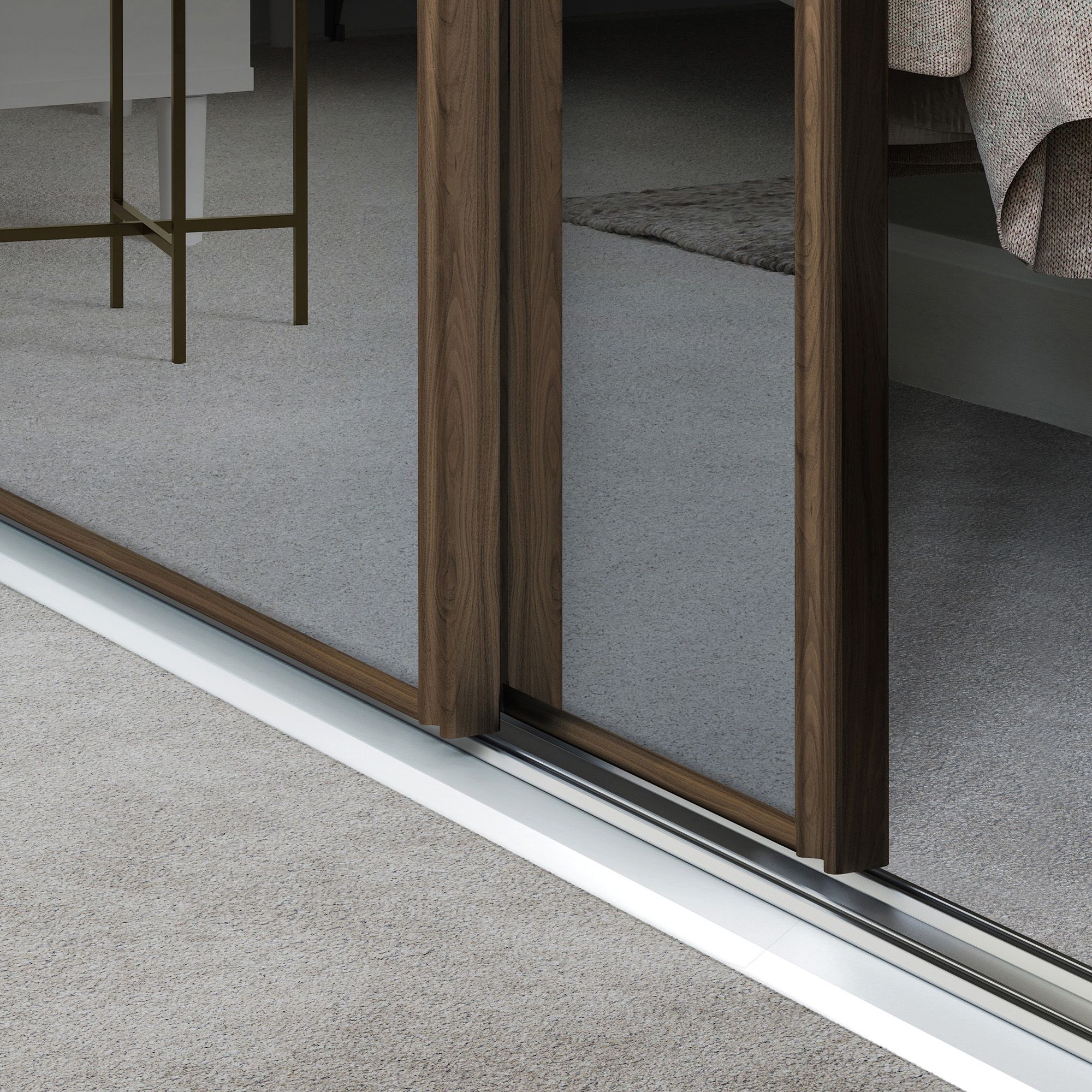 Spacepro Sliding Wardrobes Full length Mirror Carini Walnut frame Single panel Mirrored door, (H) 2220mm x (W) 762mm