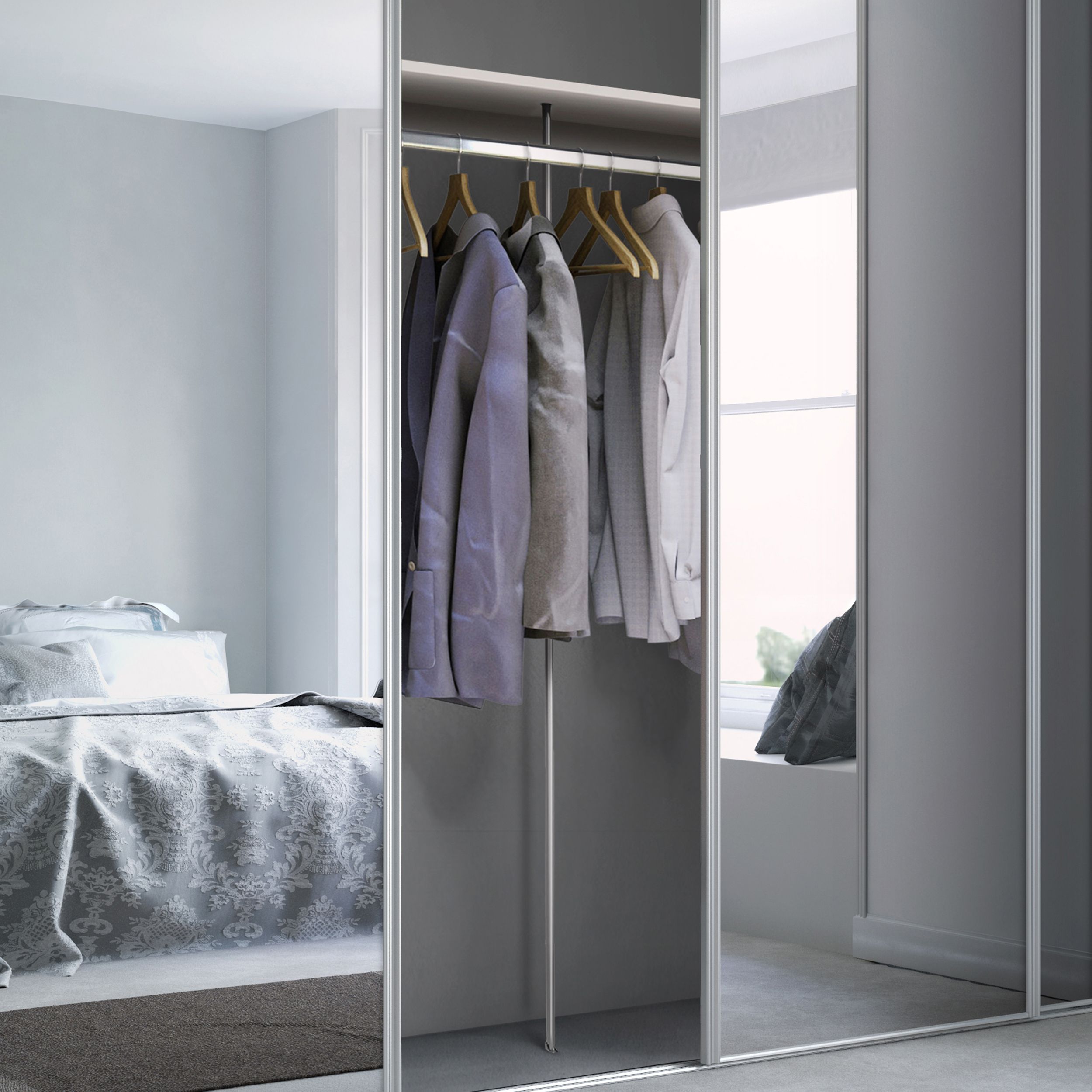 Spacepro White Wardrobe Bedroom Shelf & Hanging Rail Storage kit (H)2800mm (L)2400mm (D)500mm