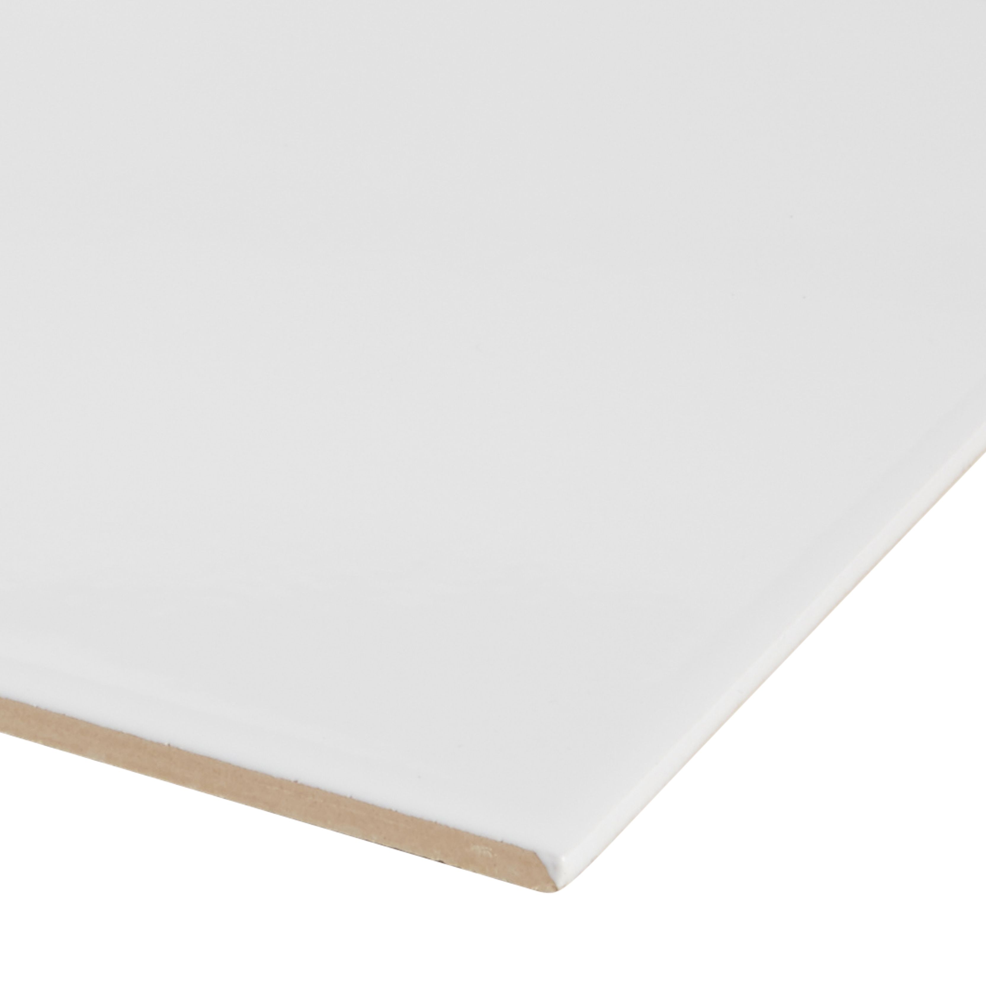 Spezzia White Gloss Flat Glossy Ceramic Indoor Wall Tile, Pack of 20, (L)250mm (W)200mm