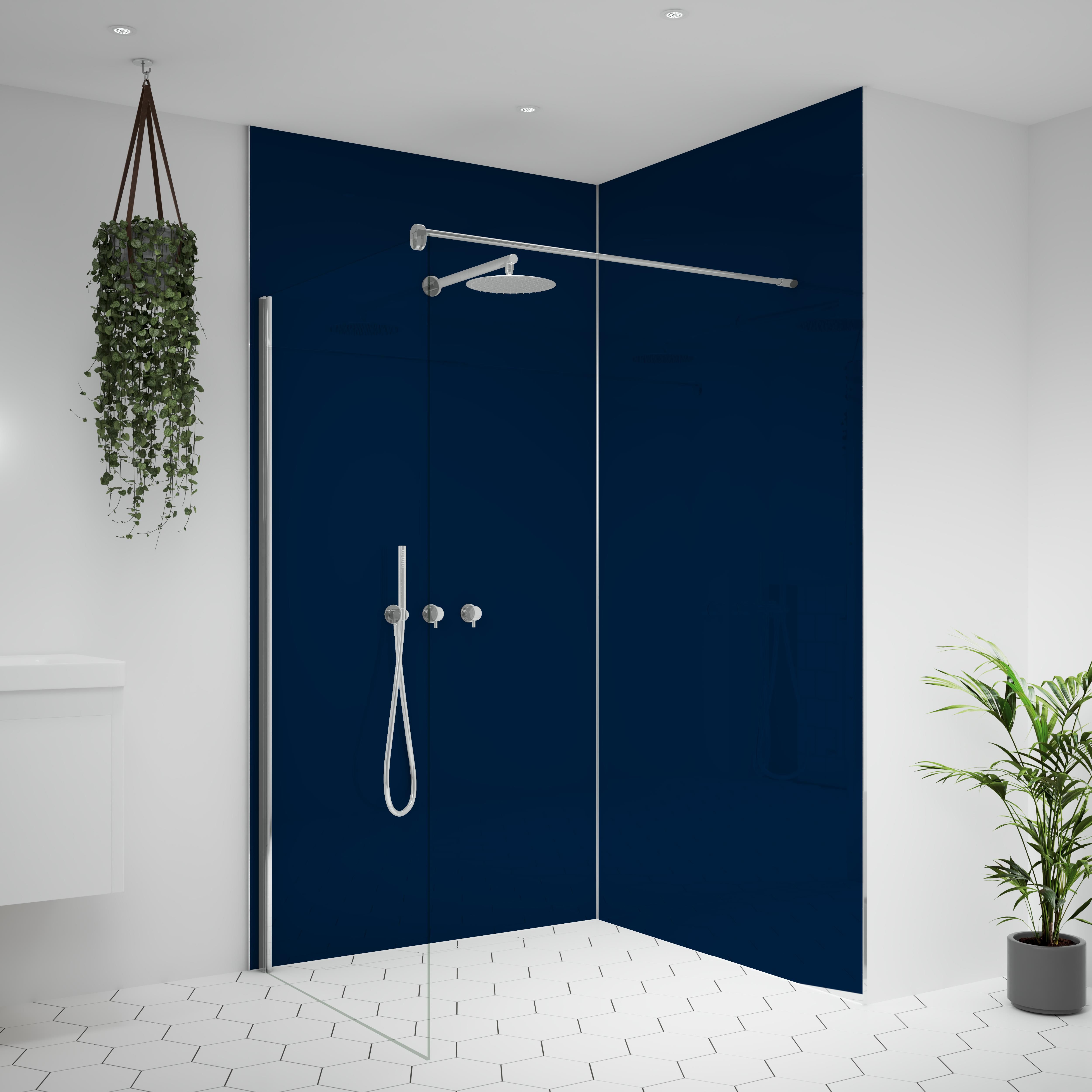Splashwall Alloy 2 panel Aluminium Double-sided Bathroom & wet room Decorative panel kit (L)2440mm (W)1220mm - Starry night & Urban grey