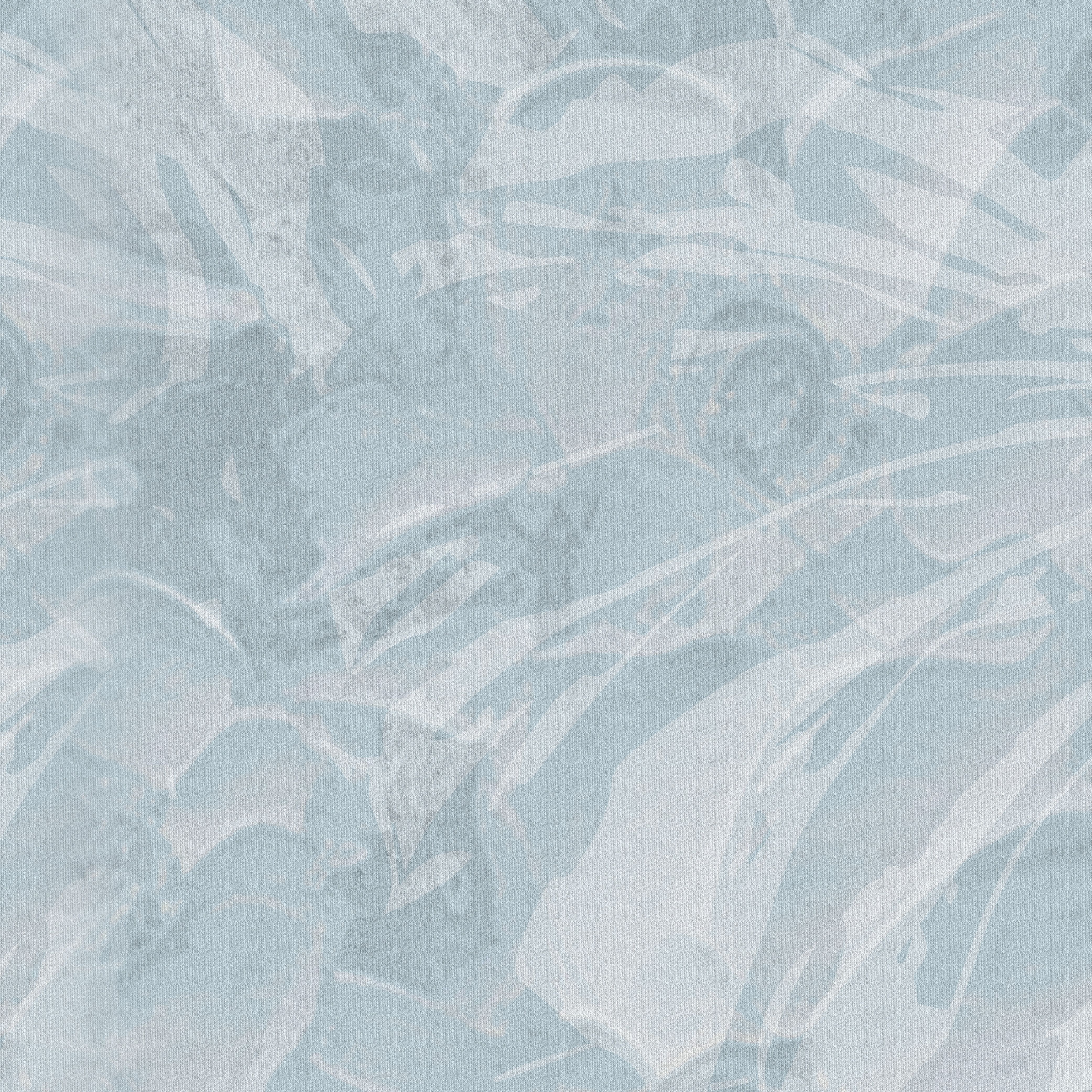 Splashwall Alloy Aluminium Bathroom & wet room Decorative panel (H)2440mm (W)1220mm - Gloss Blue Botanical