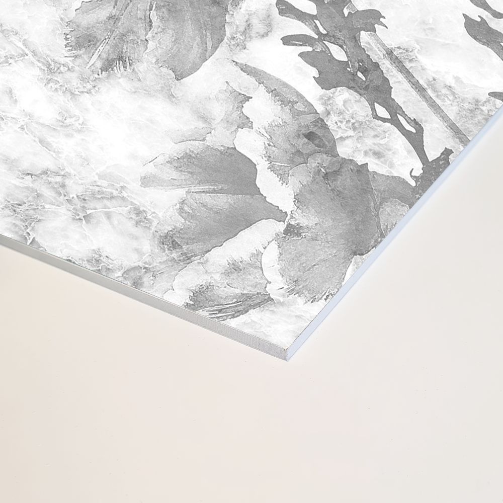 Splashwall Alloy Aluminium Bathroom & wet room Decorative panel (H)2440mm (W)1220mm - Gloss Nebbiosa Flowers