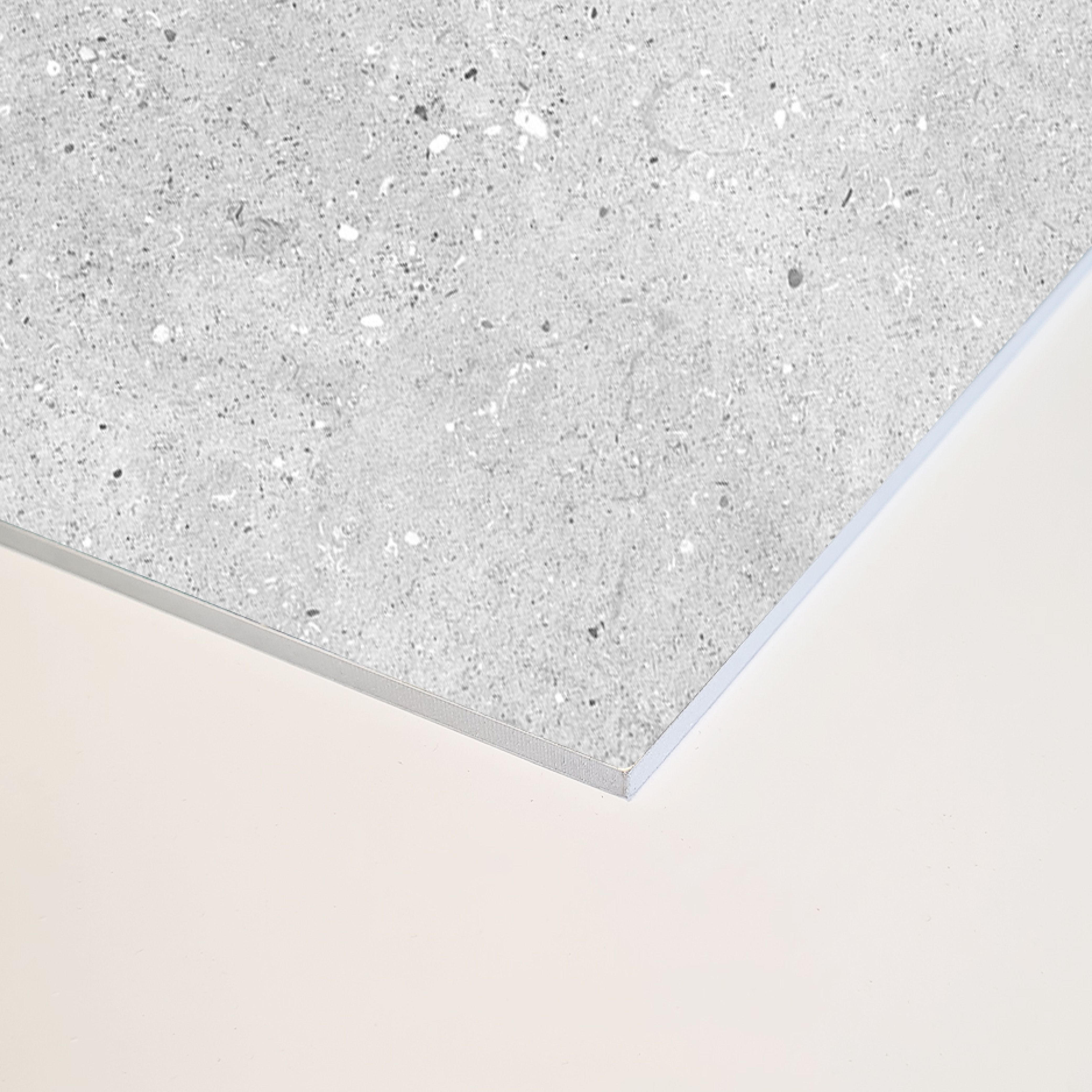 Splashwall Alloy Aluminium Bathroom & wet room Decorative panel (H)2440mm (W)1220mm - Matt Fossil Stone effect