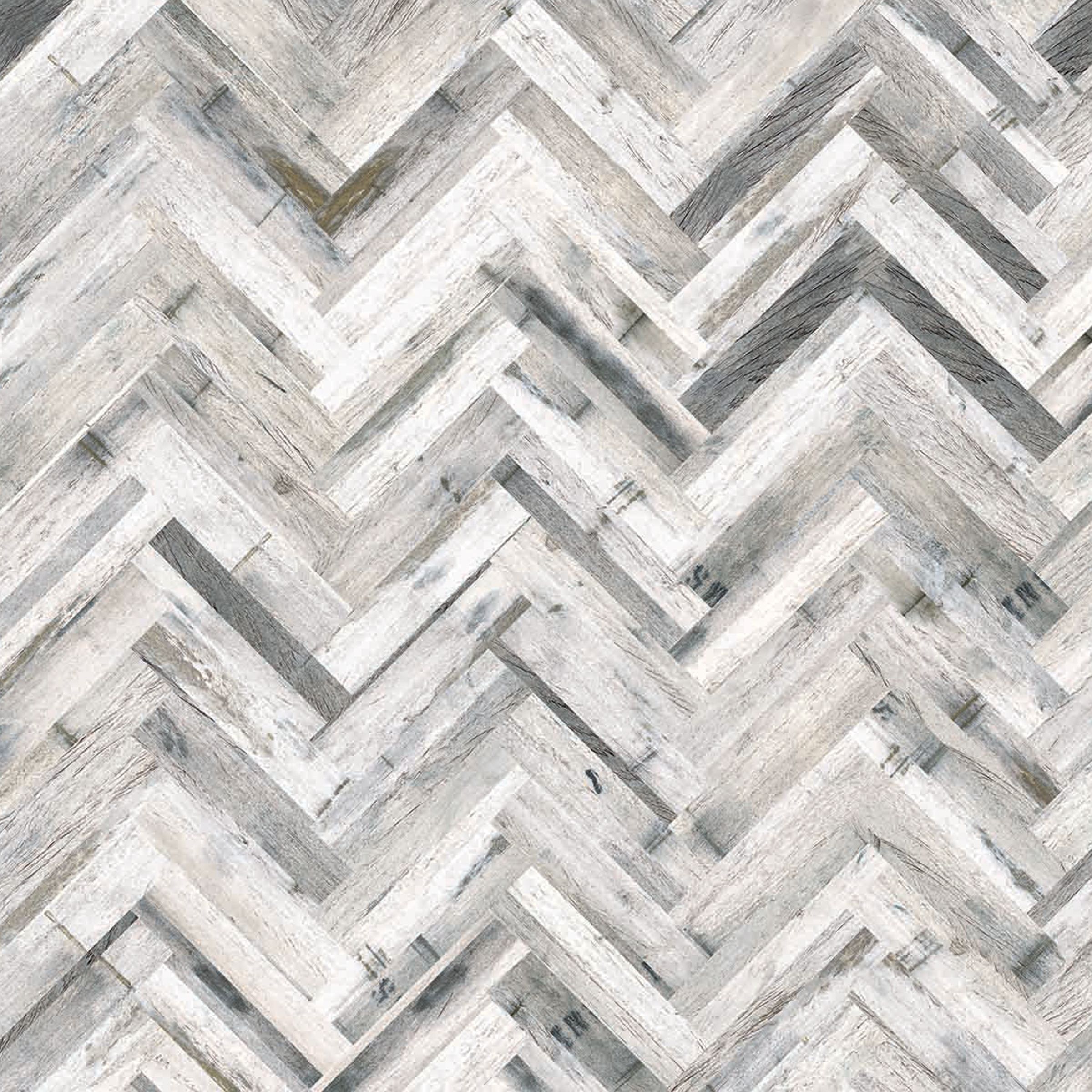 Splashwall Alloy Grey Whitewash Herringbone Aluminium Splashback, (H)750mm (W)2440mm (T)4mm