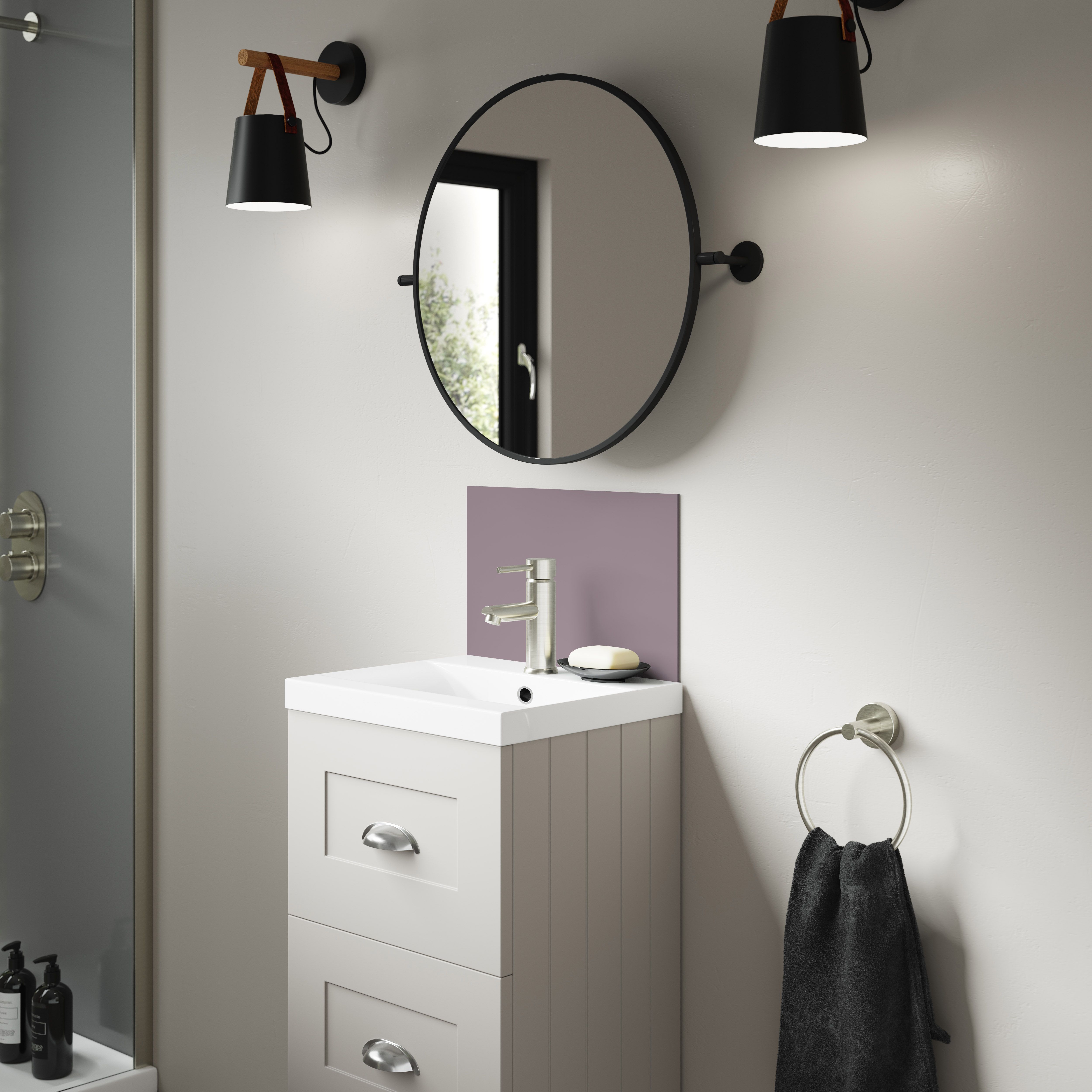 Splashwall Alloy Laminate Adhesive Double-sided Bathroom Splashback (H)25cm (W)40cm - Matt Deep sea blue & smoked rose