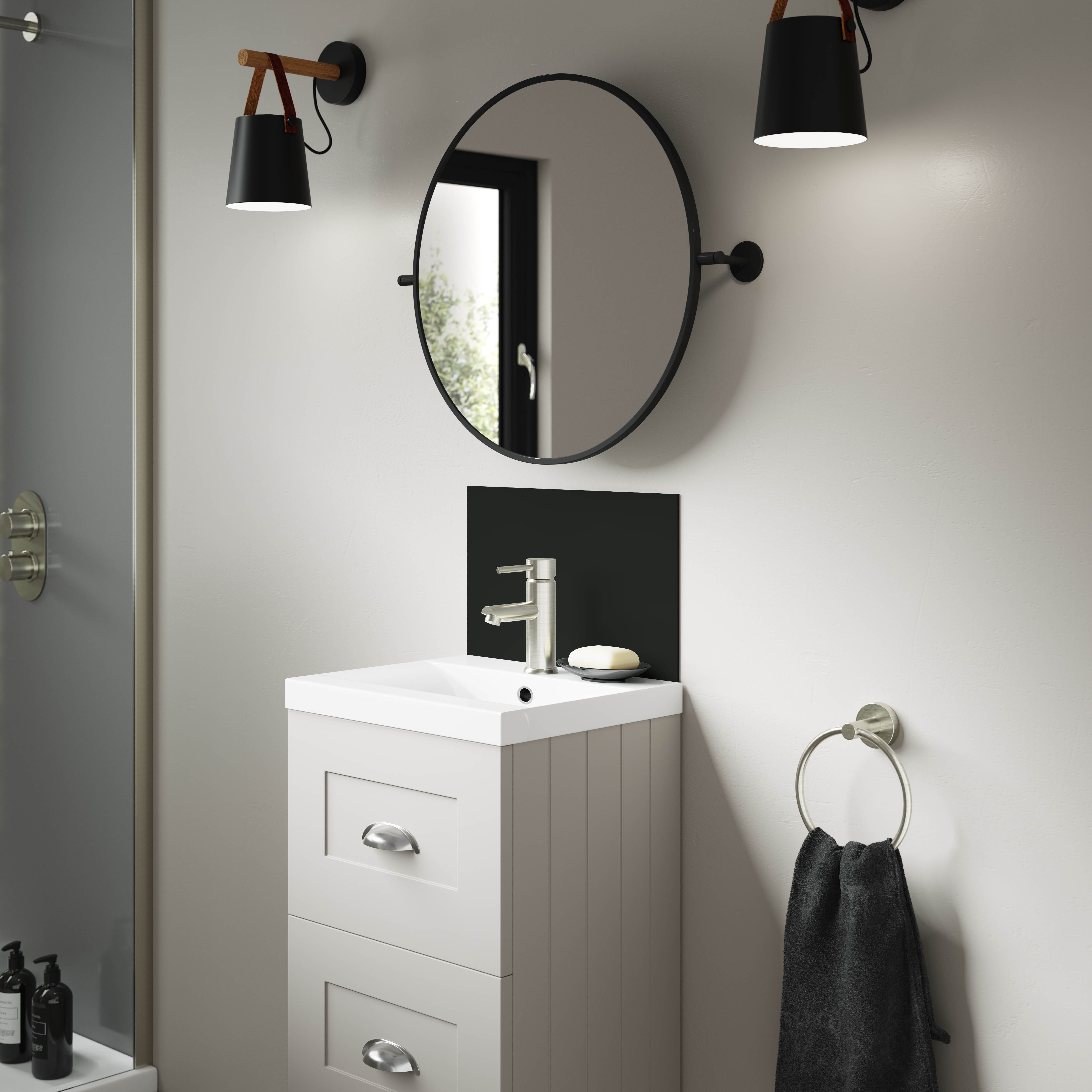 Splashwall Alloy Laminate Adhesive Double-sided Bathroom Splashback (H)25cm (W)40cm - Matt Midnight grey & hadrian green