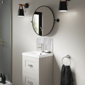 Splashwall Alloy Matt Cream Marmo linea Marble effect Laminate Adhesive Bathroom Splashback (H)25cm (W)40cm