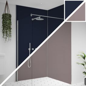 Splashwall Alloy Matt Deep sea blue & smoked rose Double-sided Aluminium Bathroom & wet room Decorative panel (H)2400mm (W)1200mm