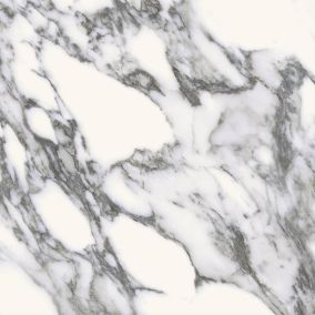 Splashwall Alloy Matt White Marmo migliora Marble effect Laminate Adhesive Bathroom Splashback (H)25cm (W)60cm