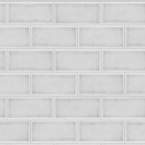 Splashwall Alloy White Cracked tile Aluminium Splashback, (H)800mm (W)600mm (T)4mm