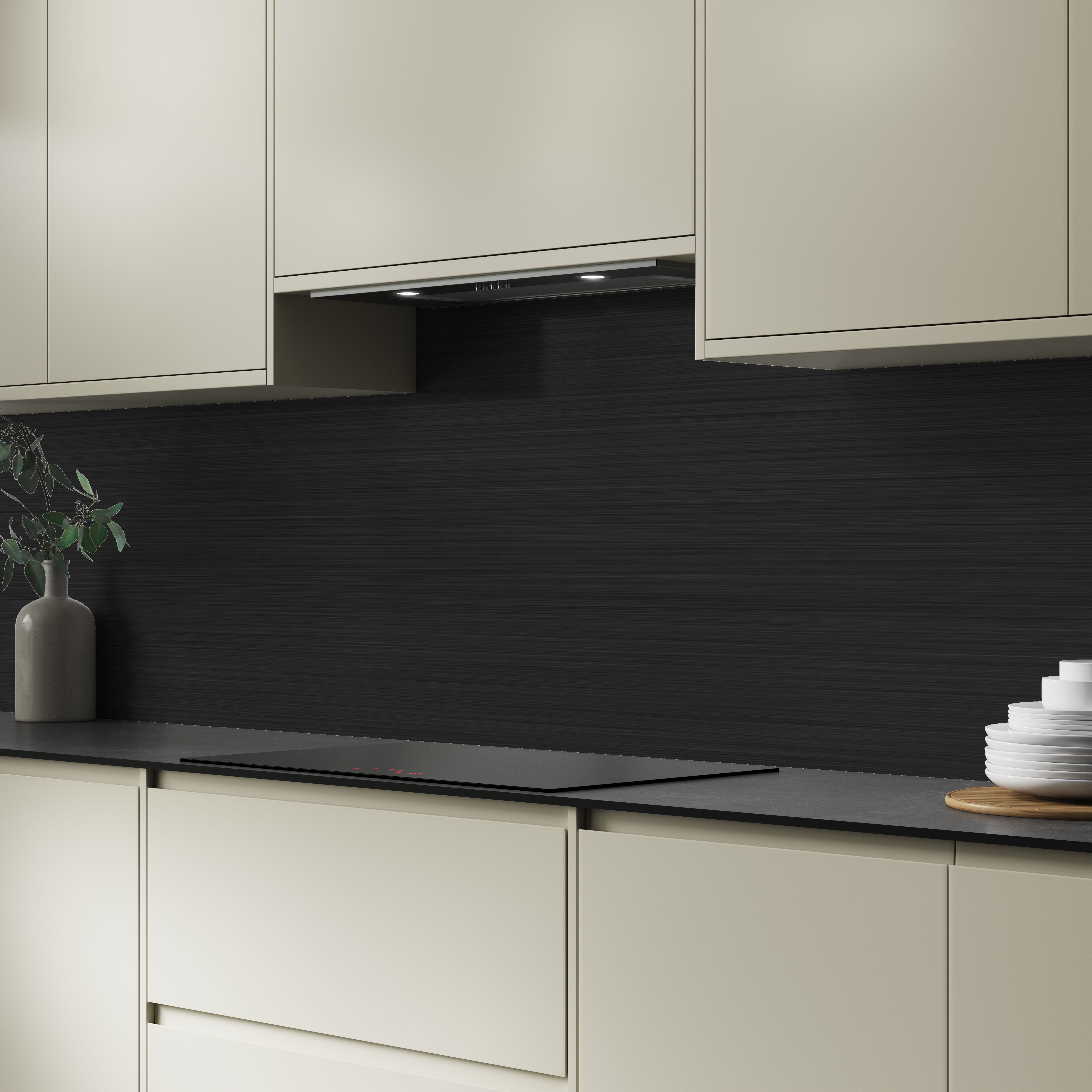 Splashwall Brown & Black Metallic Brushed effect Aluminium Splashback, (H)750mm (W)2440mm (T)4mm