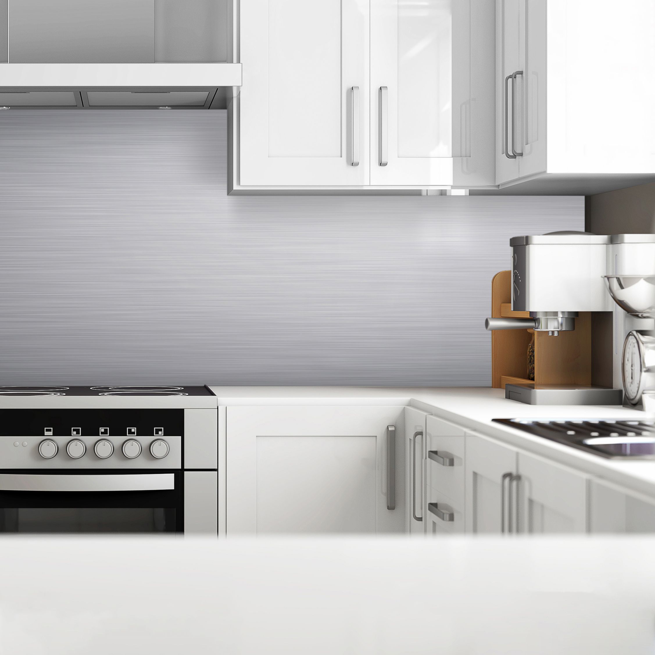 Splashwall Brushed effect Laminate & MDF Splashback, (H)1220mm (W)2440mm (T)10mm