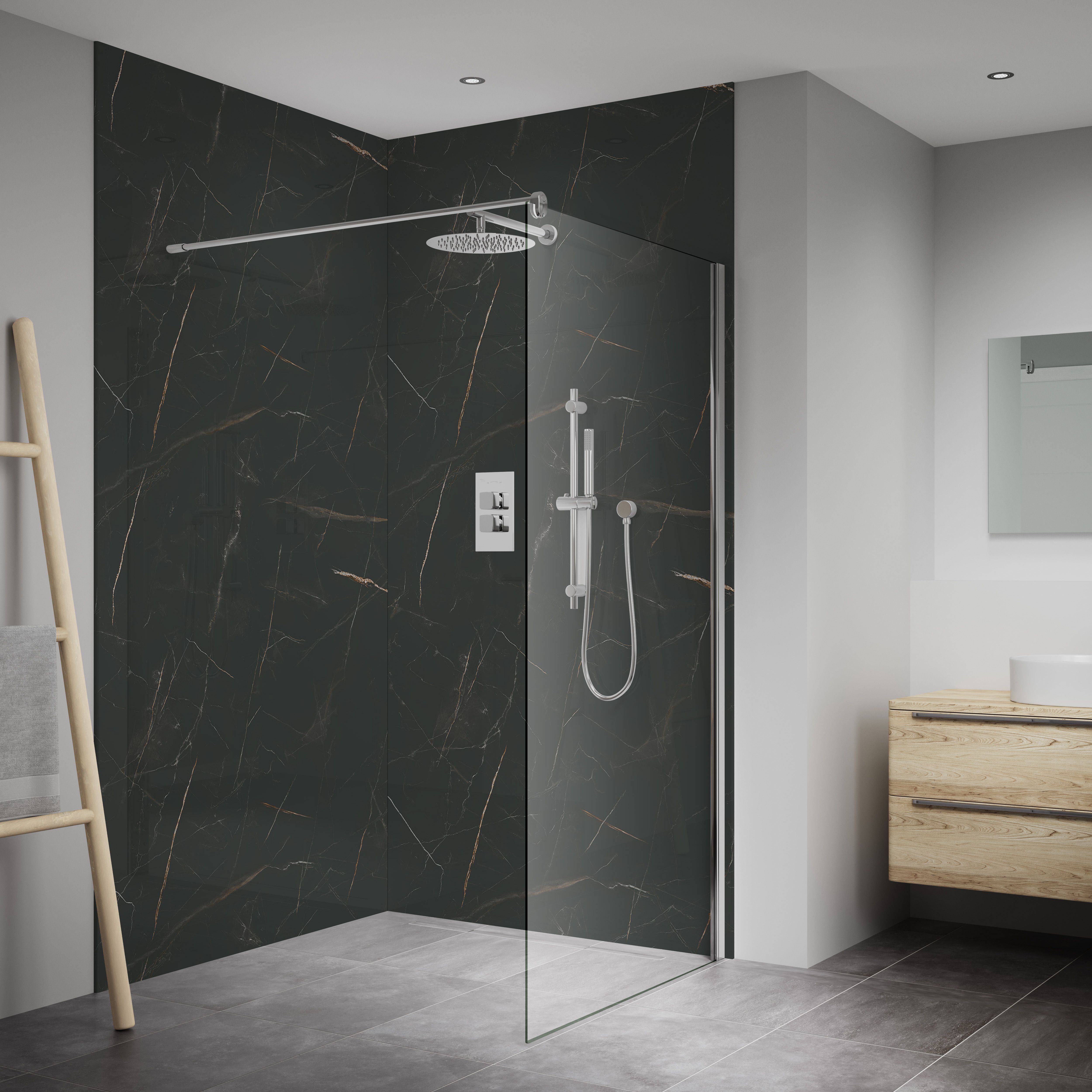 Splashwall Elite 2 panel Composite Bathroom & wet room Decorative panel kit (L)2420mm (W)1200mm - Marbre Celeste Marble effect