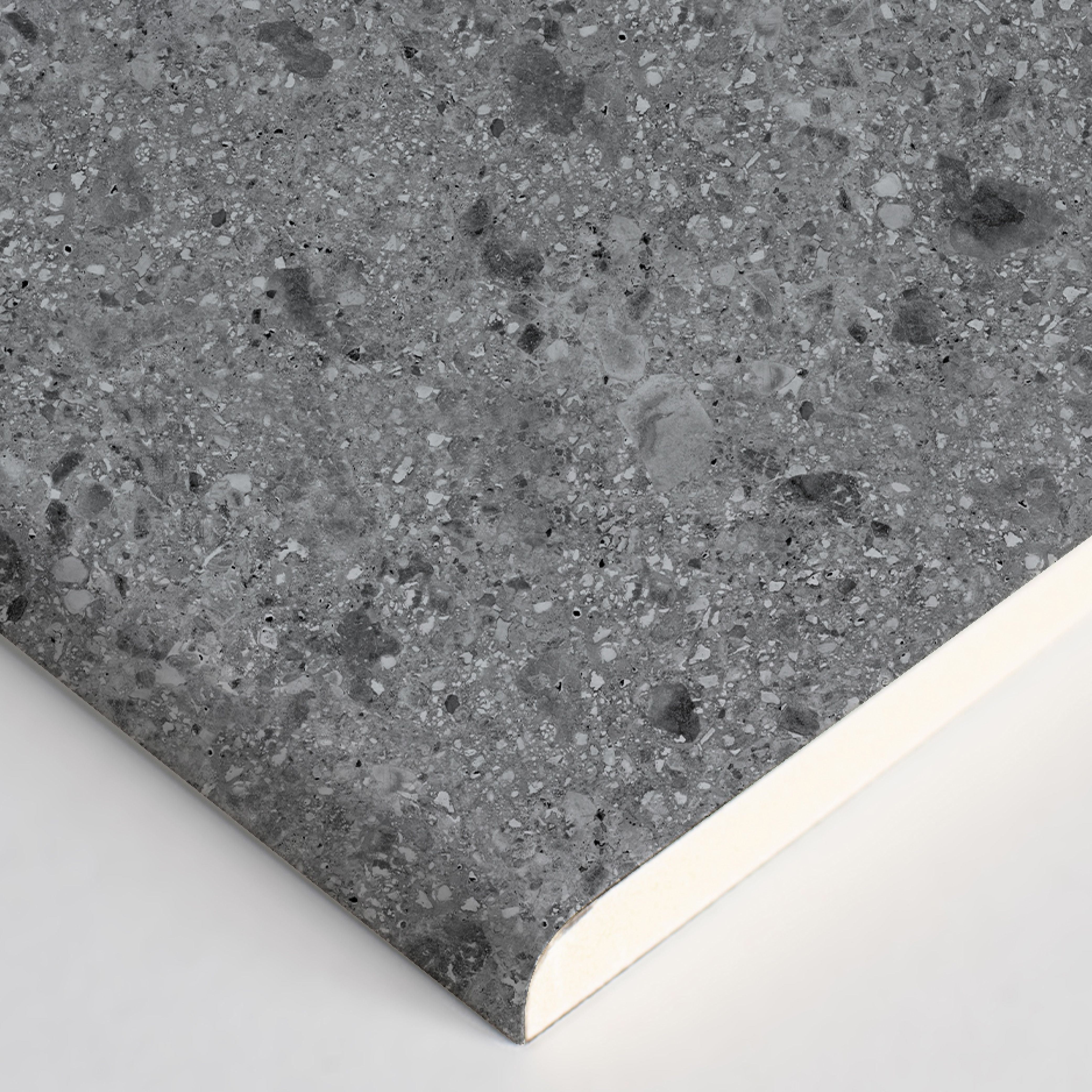 Splashwall Elite Composite Postformed Bathroom & wet room Decorative panel (H)2420mm (W)1200mm - Matt Grey Terrazzo Stone effect