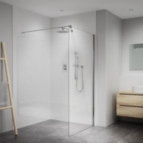 Splashwall Elite Gloss Snow white Post-formed 2 sided Shower Wall panel kit (L)2420mm (W)1200mm (T)11mm