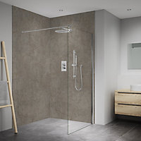 Splashwall Elite Gloss Vena stone Fixed Tongue & groove Shower wall panel (H)242cm (W)120cm (T)1cm
