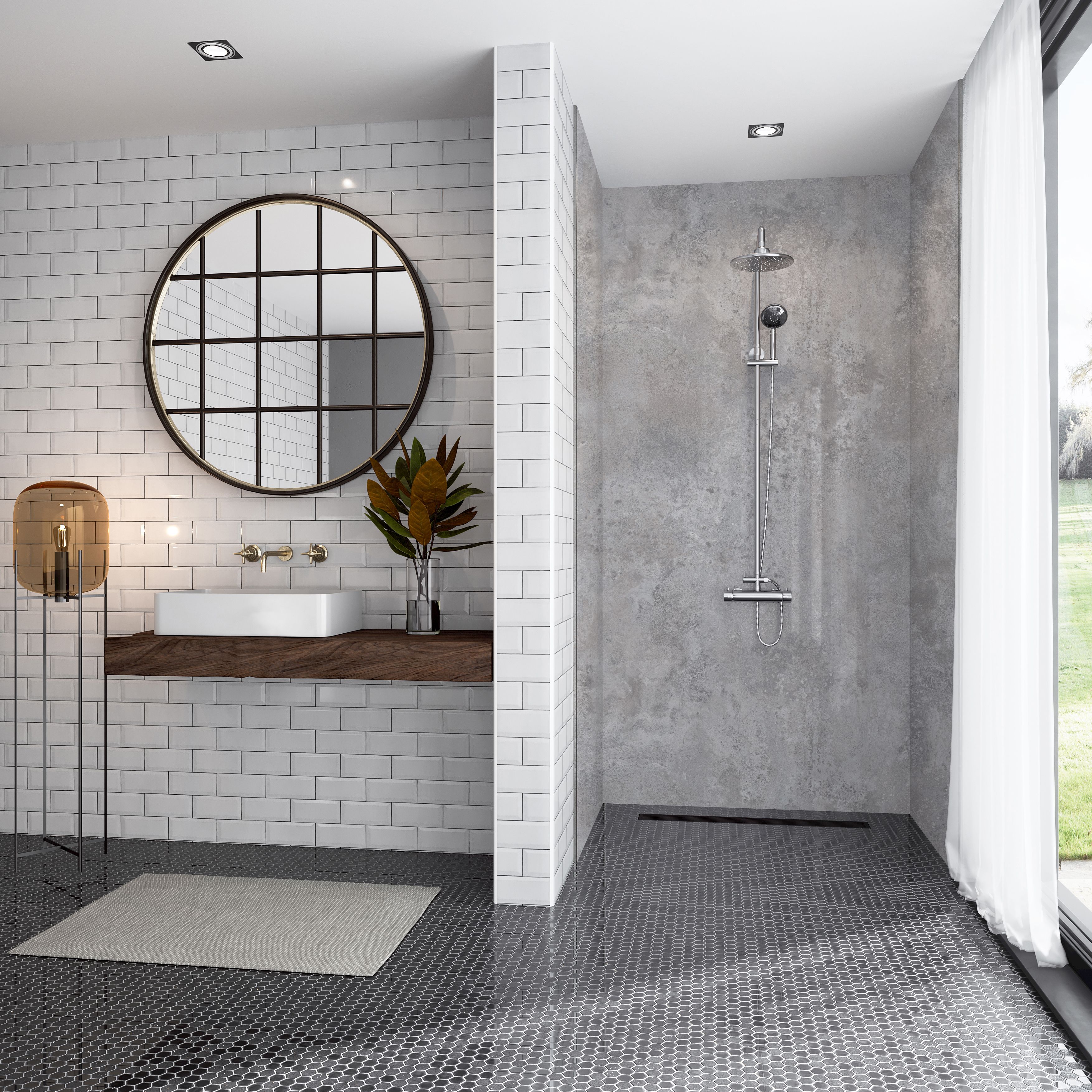 Splashwall Elite Matt Caldeira Post-formed 3 sided Shower Wall panel kit (L)2420mm (W)1200mm (T)11mm