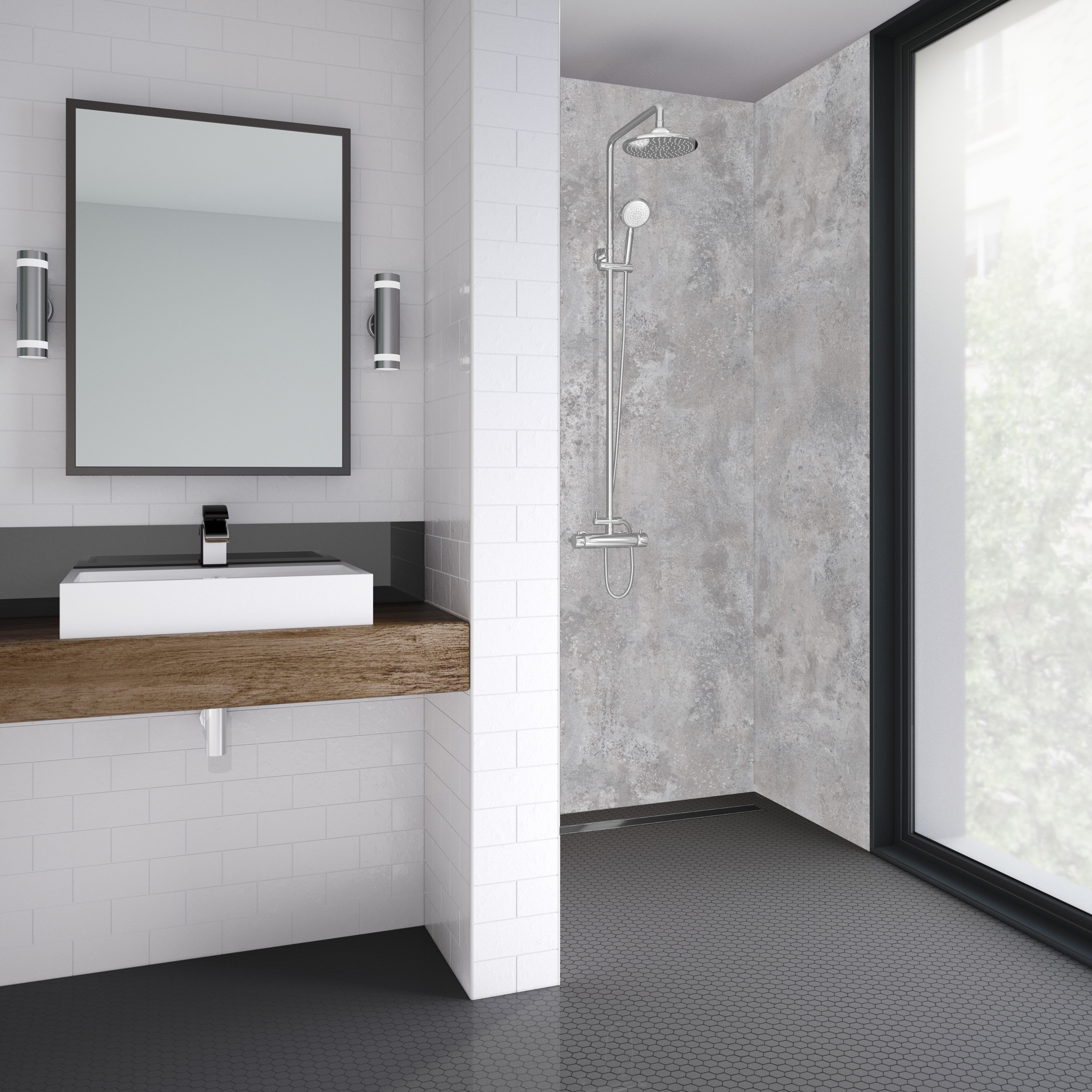 Splashwall Elite Matt Caldeira Shower wall panel (H)242cm (W)120cm (T)1.1cm