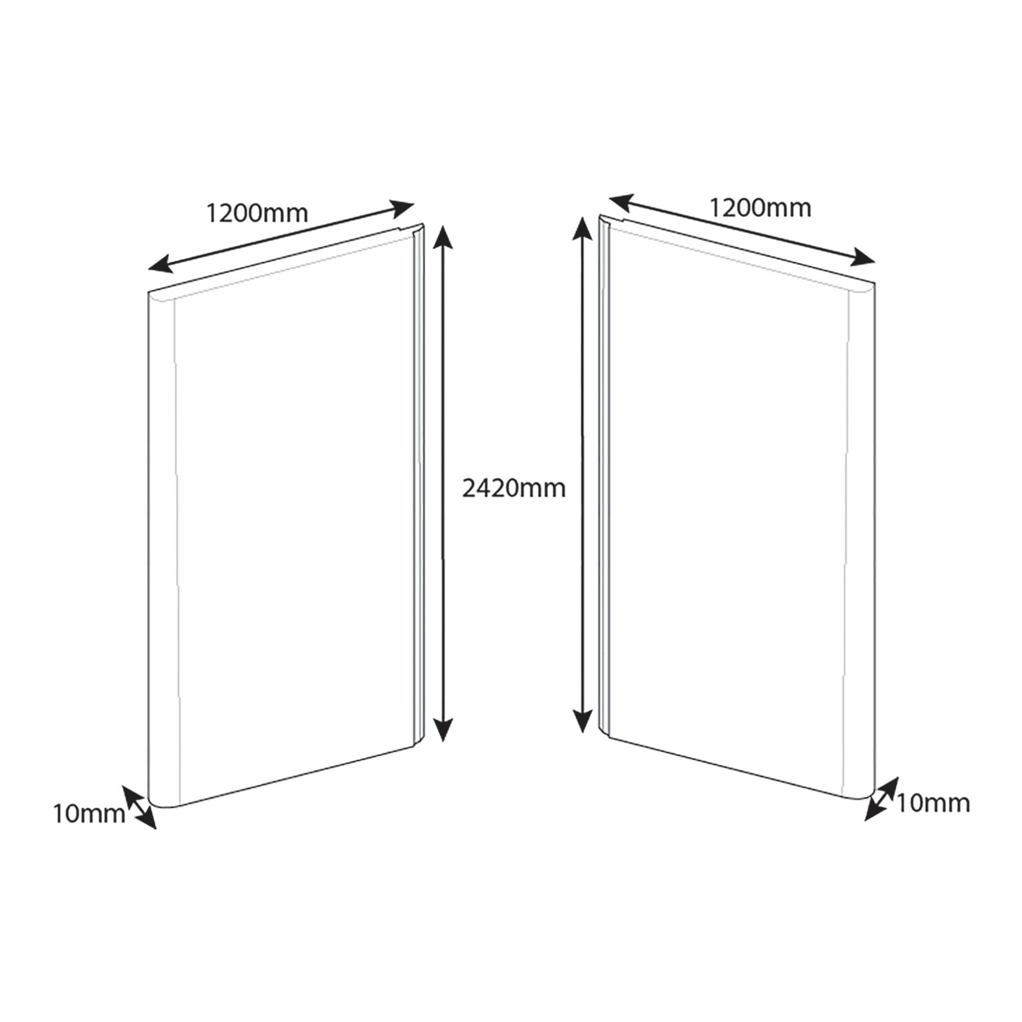 Splashwall Elite Matt Grey Post-formed 2 sided Shower Wall panel kit (L)2420mm (W)1200mm (T)11mm