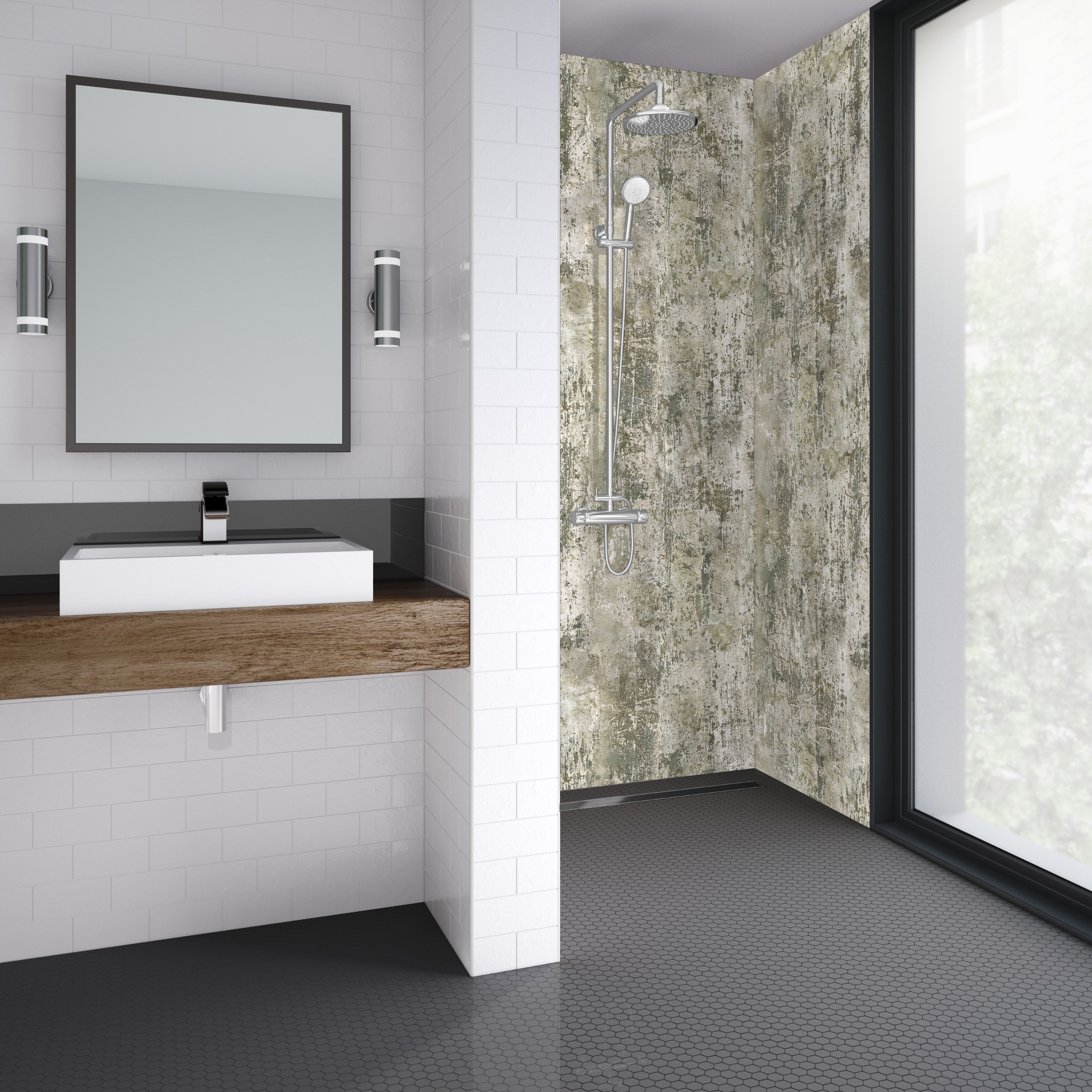 Splashwall Elite Matt Milk Paint Shower wall panel (H)242cm (W)120cm (T)1.1cm