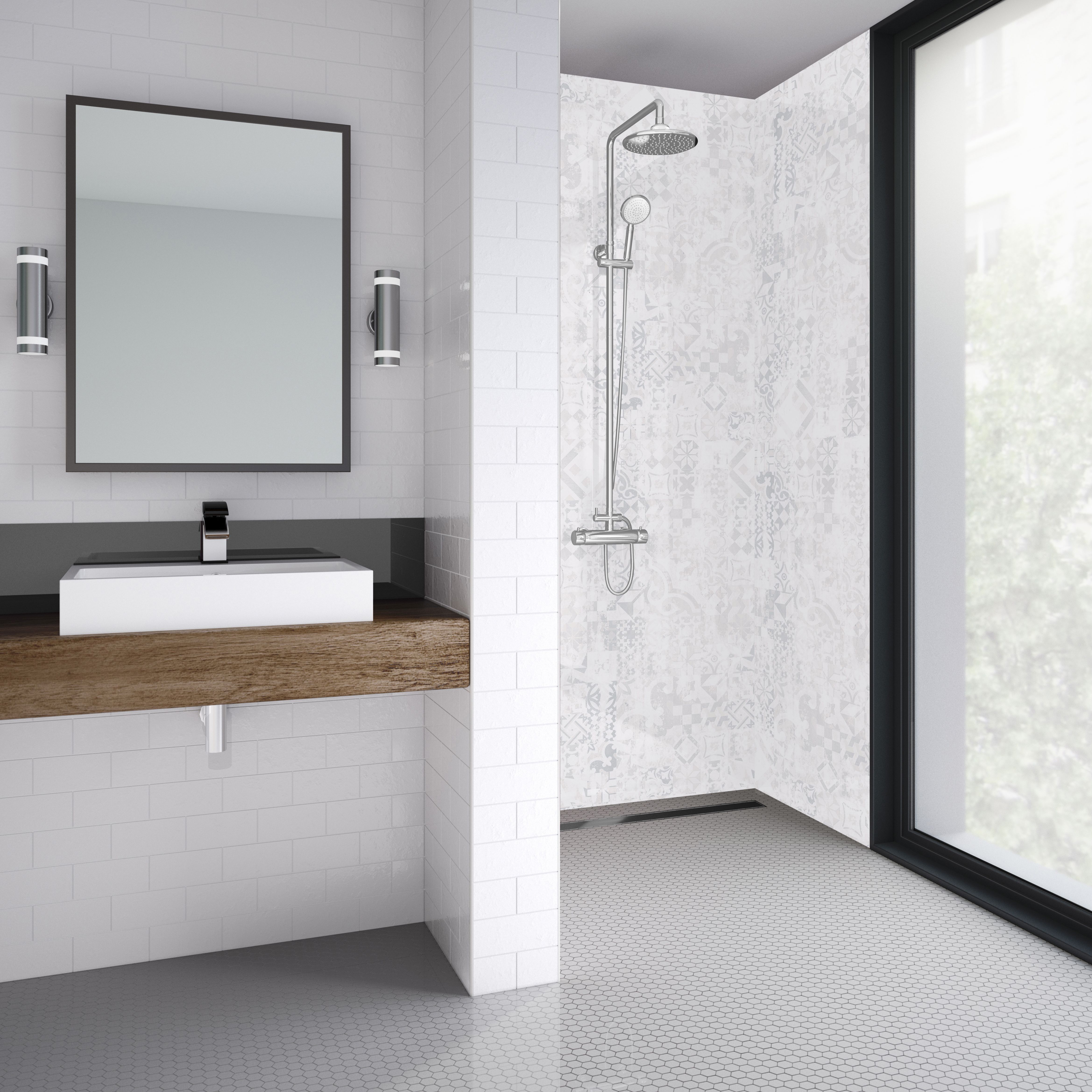 Splashwall Elite Matt Padova Post-formed 2 sided Shower Wall panel kit (L)2420mm (W)1200mm (T)11mm