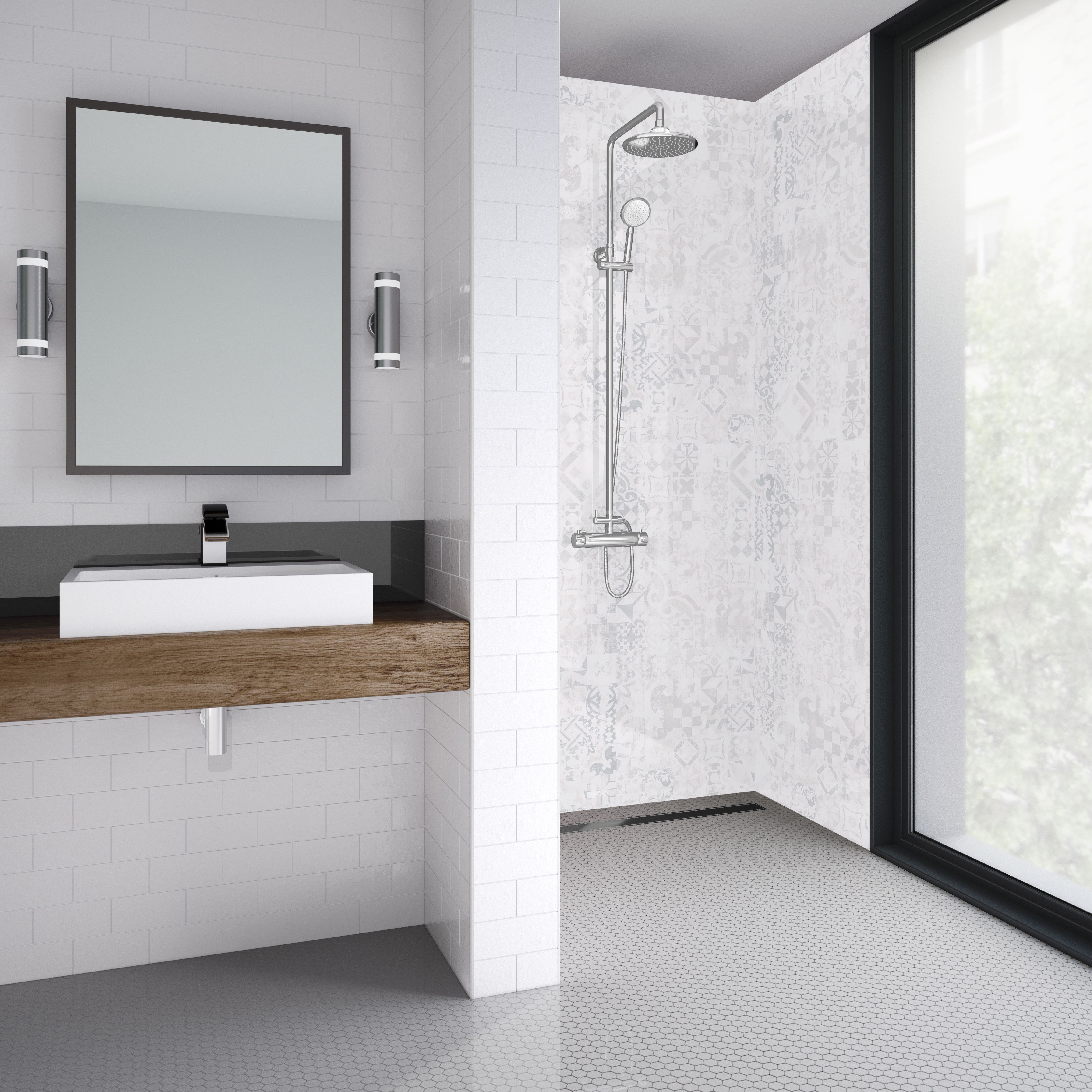 Splashwall Elite Matt Padova Shower wall panel (H)242cm (W)120cm (T)1.1cm