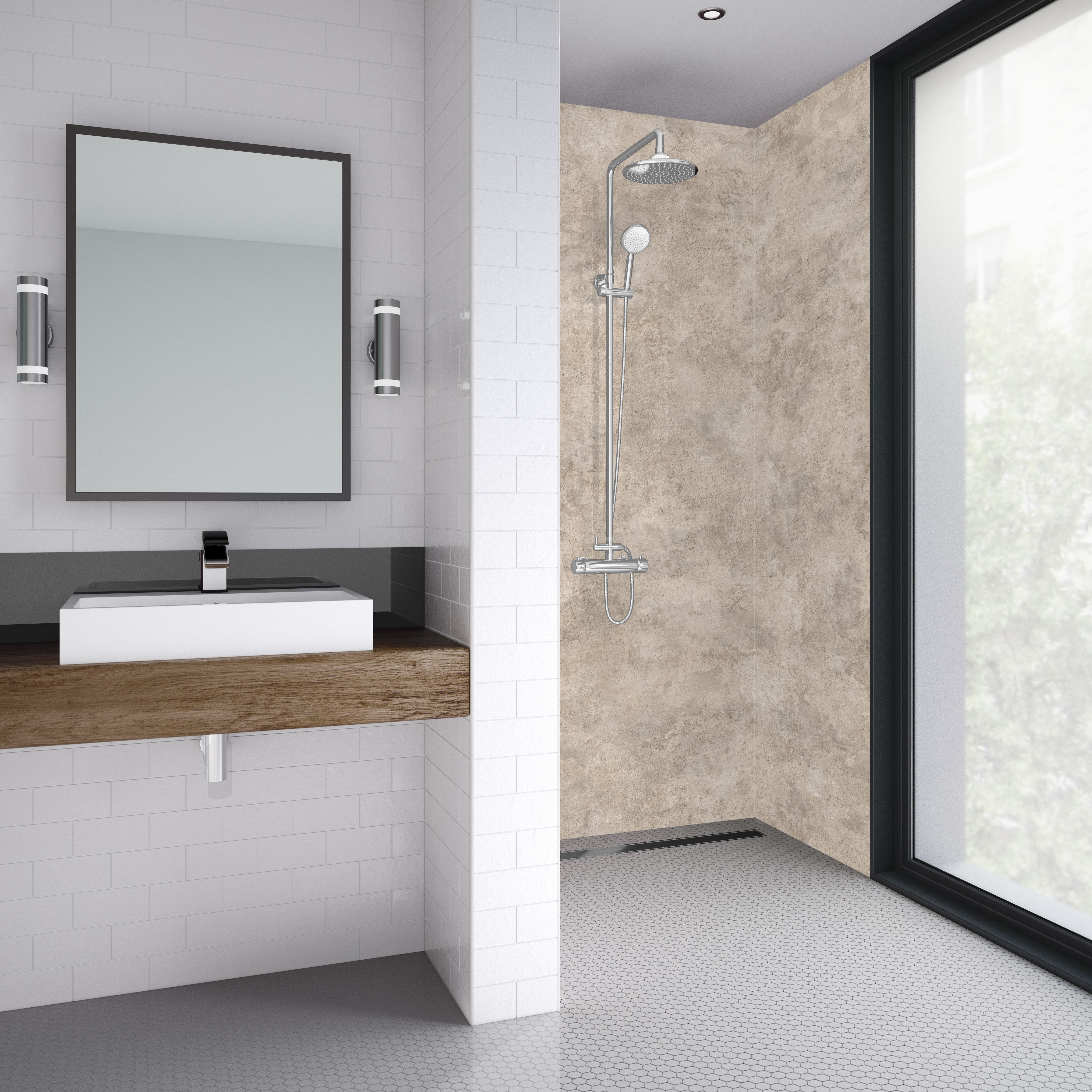 Splashwall Elite Matt Treviso Shower wall panel (H)242cm (W)120cm (T)1.1cm