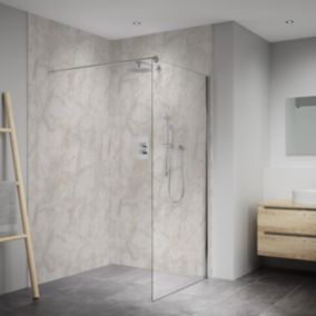 Splashwall Elite Matt Warm tan Marble effect Fixed Post formed Shower wall panel (H)242cm (W)120cm (T)1cm